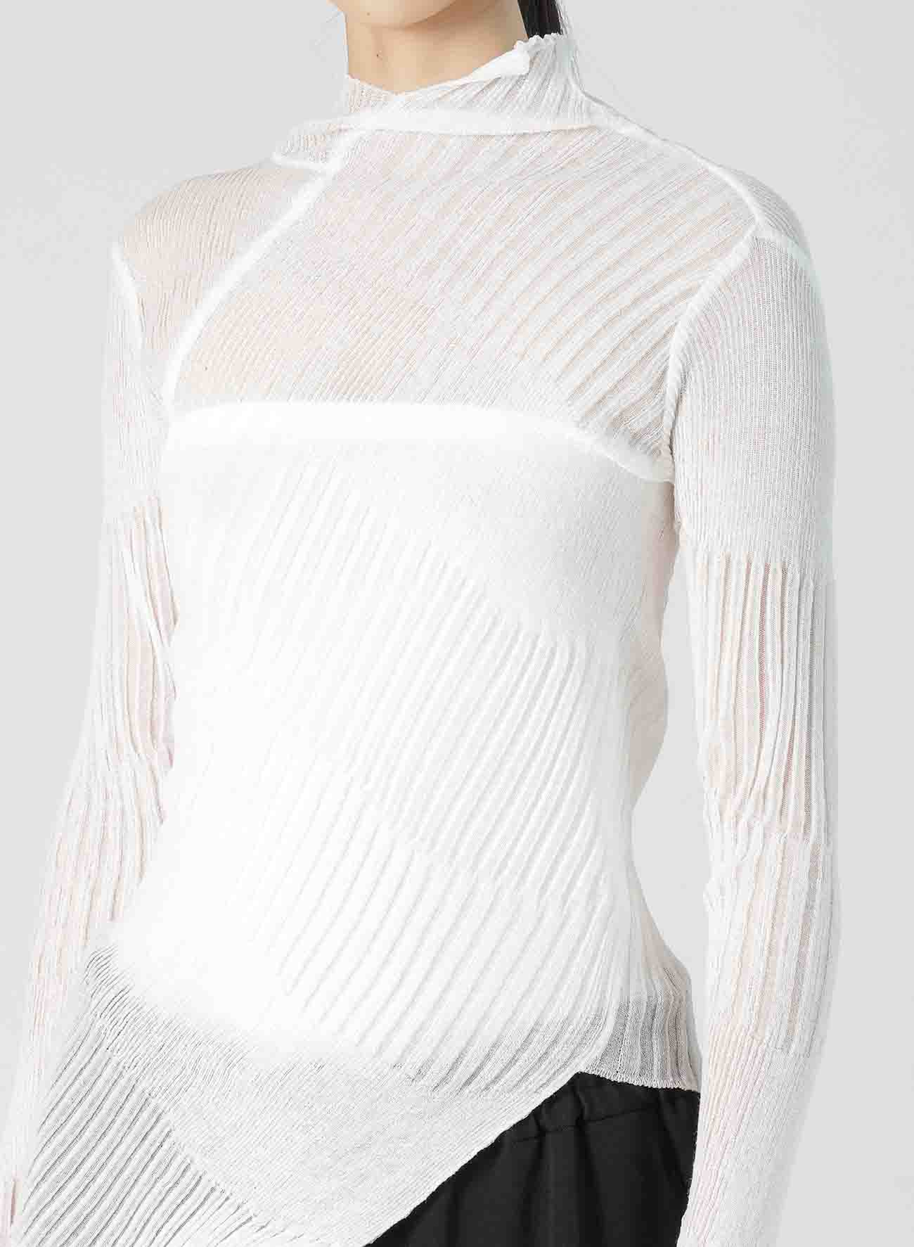 SHEER ASYMMETRY RIBBED KNIT