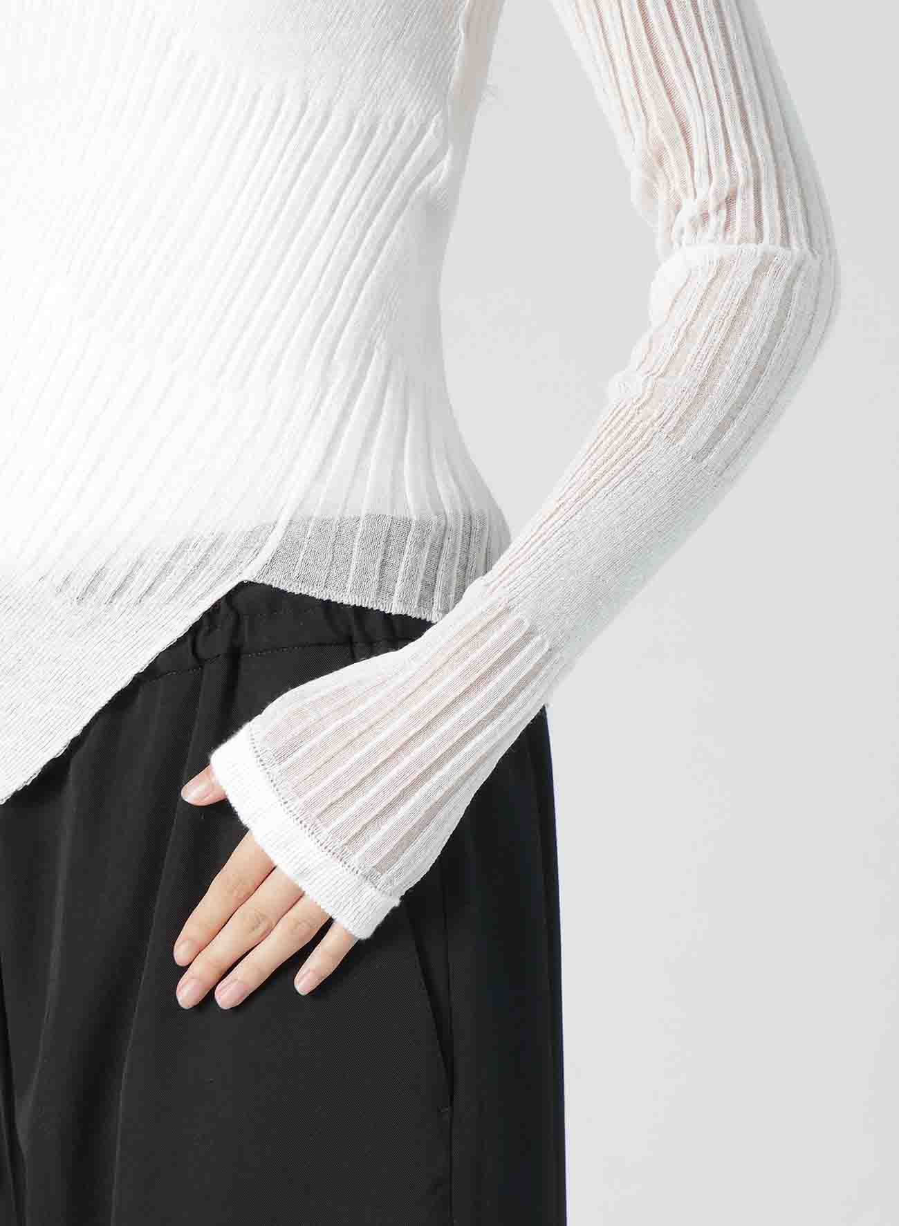 SHEER ASYMMETRY RIBBED KNIT