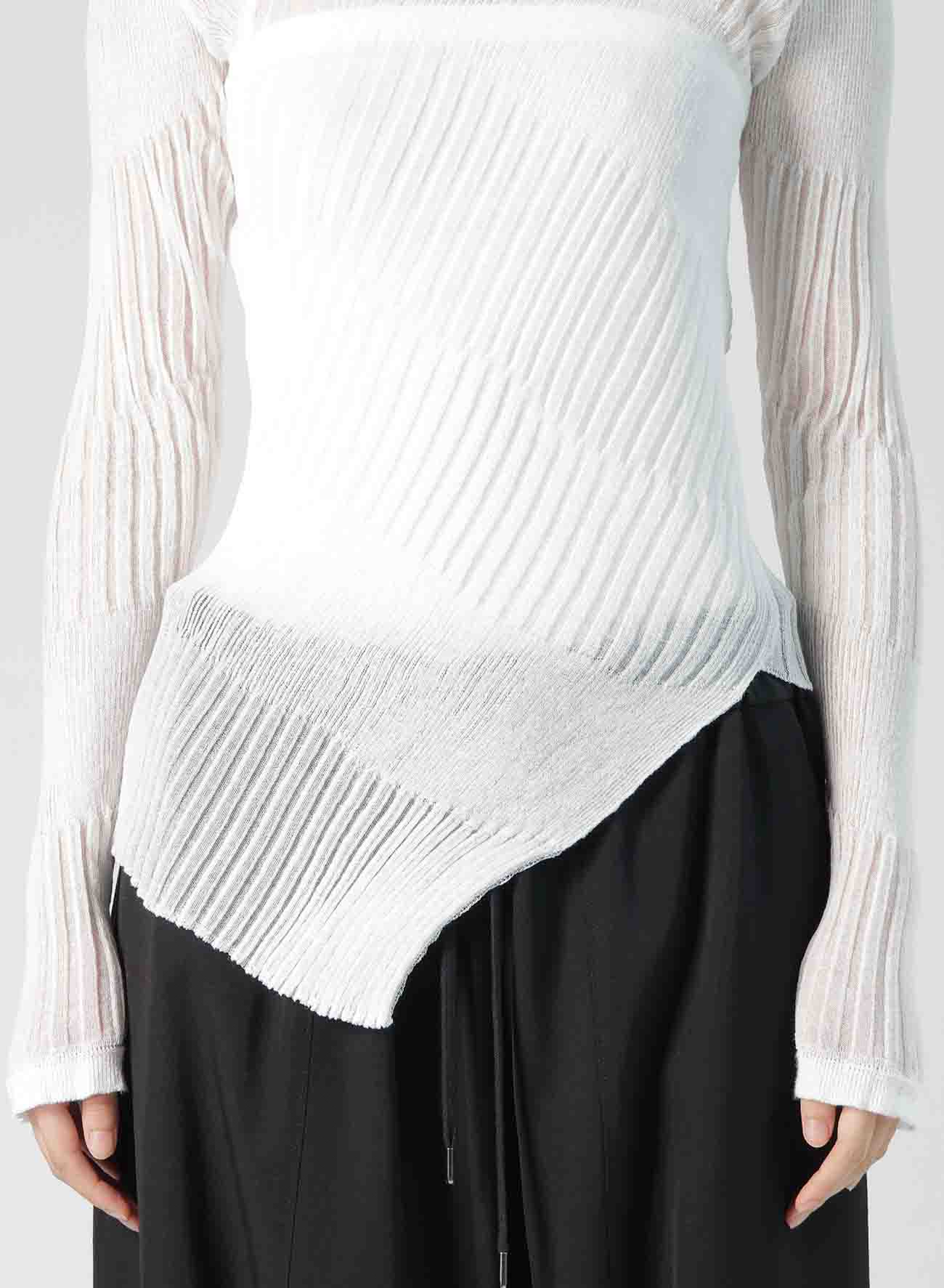 SHEER ASYMMETRY RIBBED KNIT