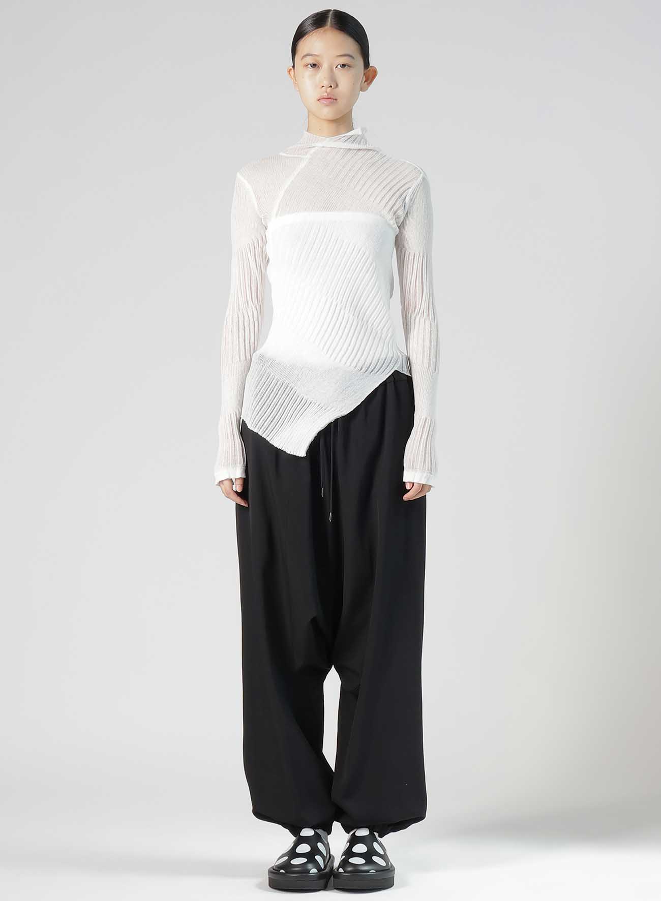 SHEER ASYMMETRY RIBBED KNIT