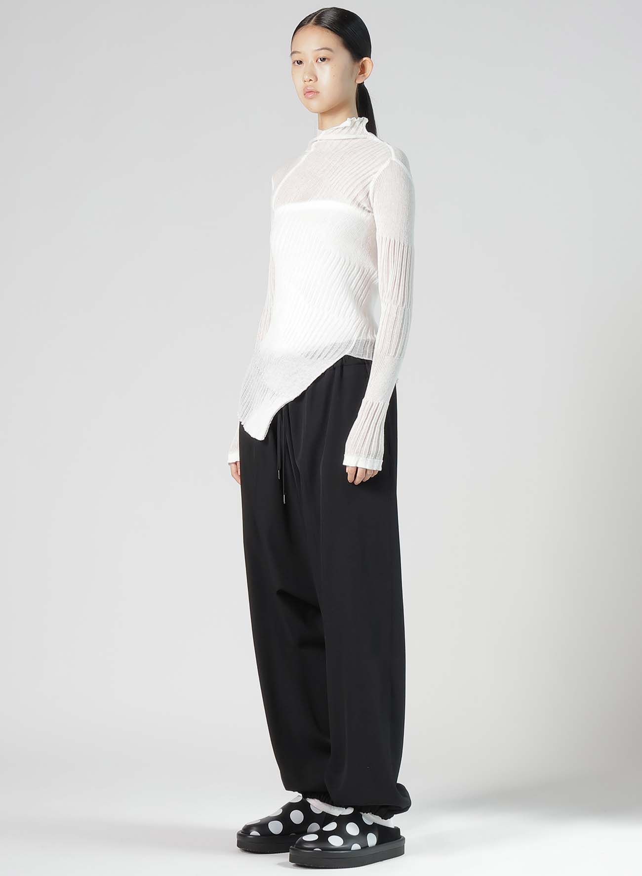 SHEER ASYMMETRY RIBBED KNIT