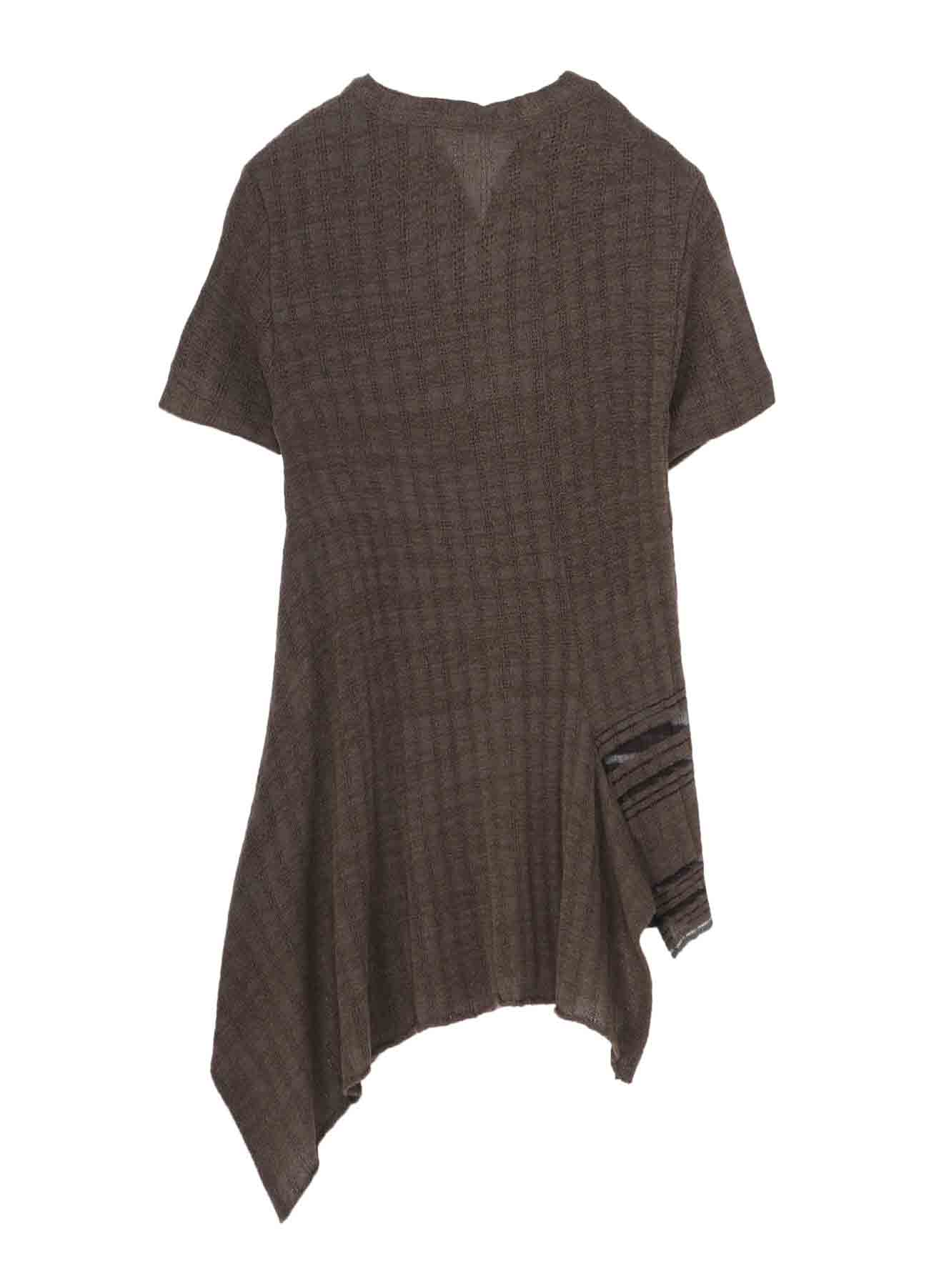 DROP NEEDLE RIB STRIPE ASYMMETRIC HEM PULLOVER
