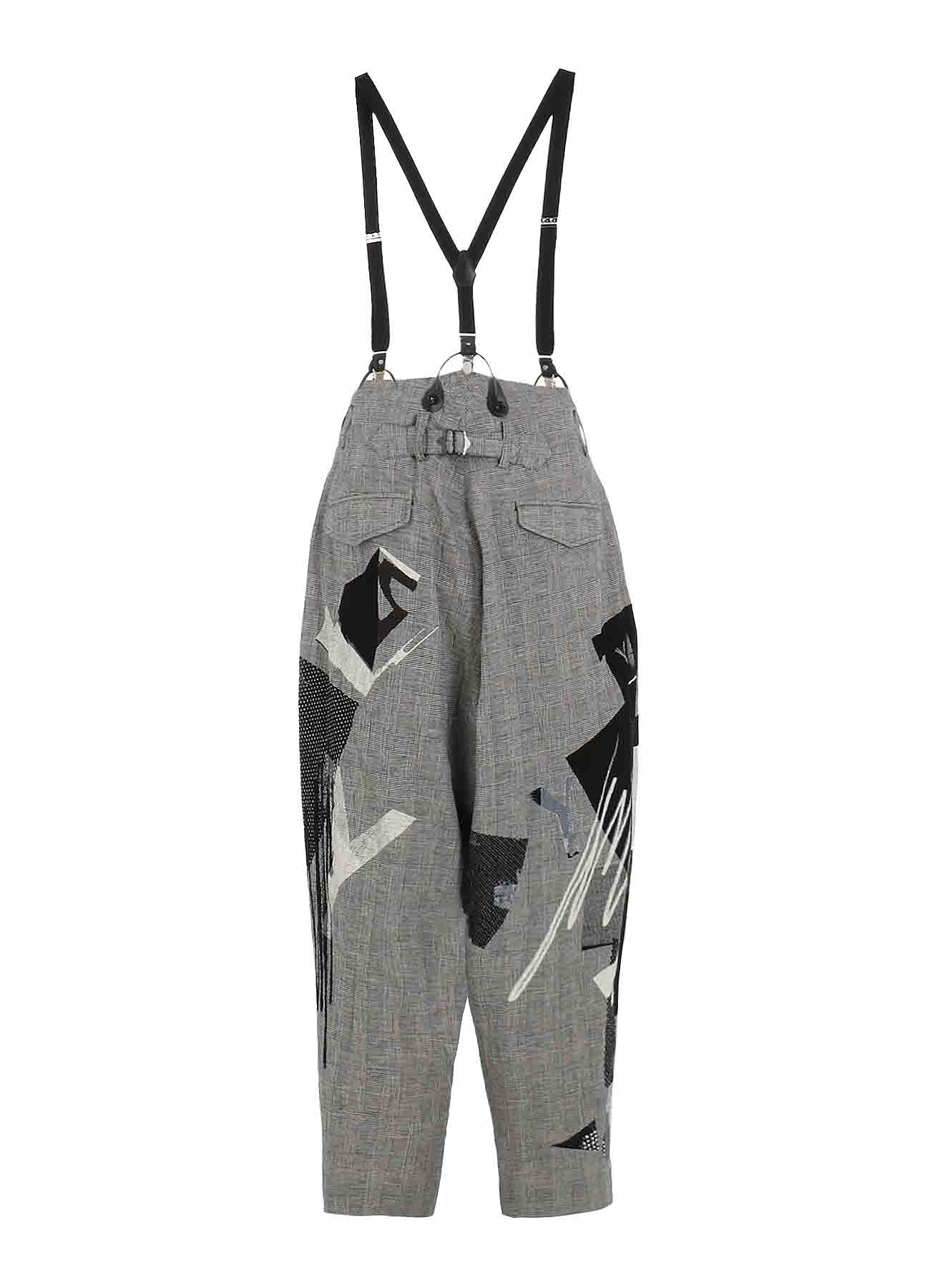 C/LI PLAID COLLAGE SUSPENDER PANTS