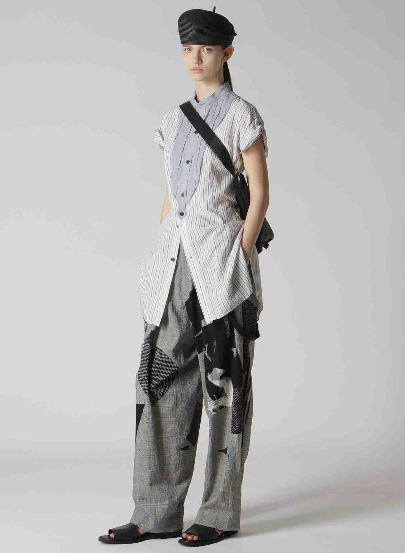 C/LI PLAID COLLAGE SUSPENDER PANTS