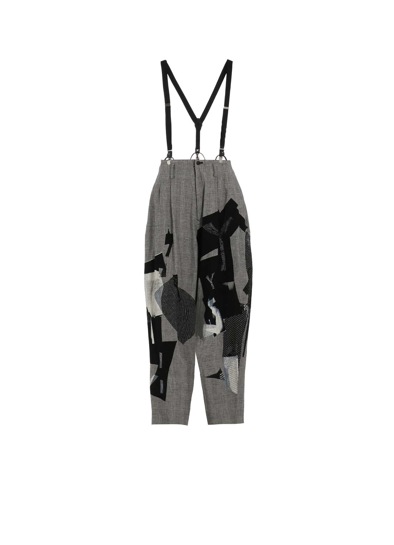 C/LI PLAID COLLAGE SUSPENDER PANTS