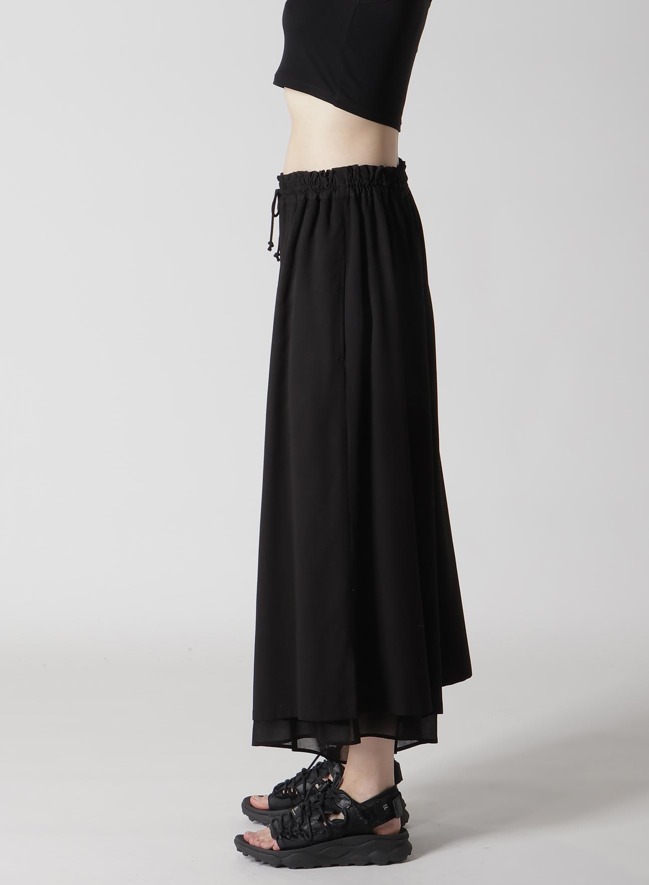 RAYON TWILL LEFT DOUBLE GATHERED PANTS