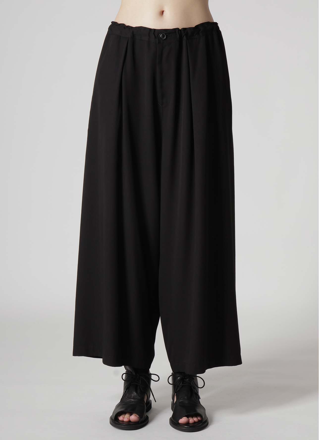 RAYON TWILL FRONT TUCKED WIDE PANTS