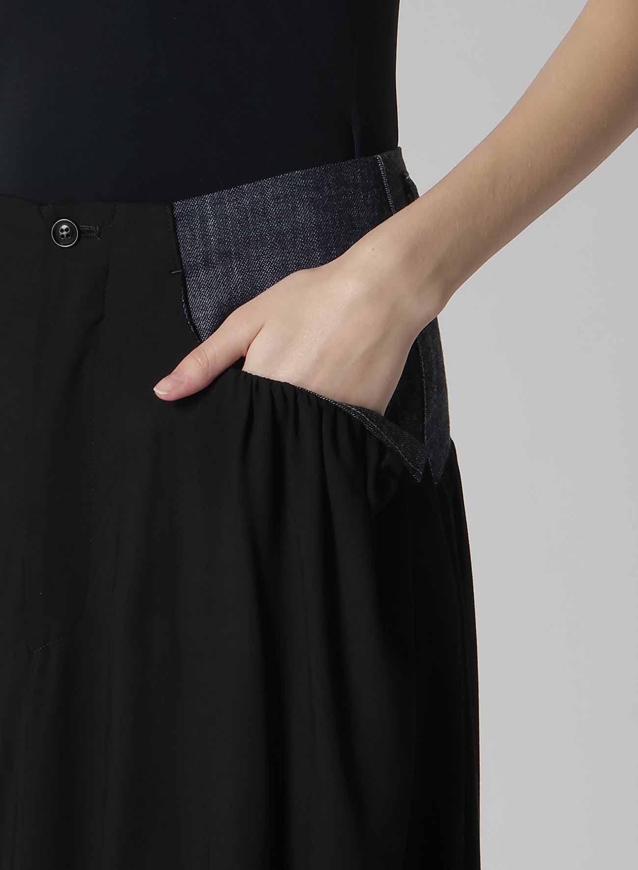 RIGID DENIM COMBINATION SKIRT