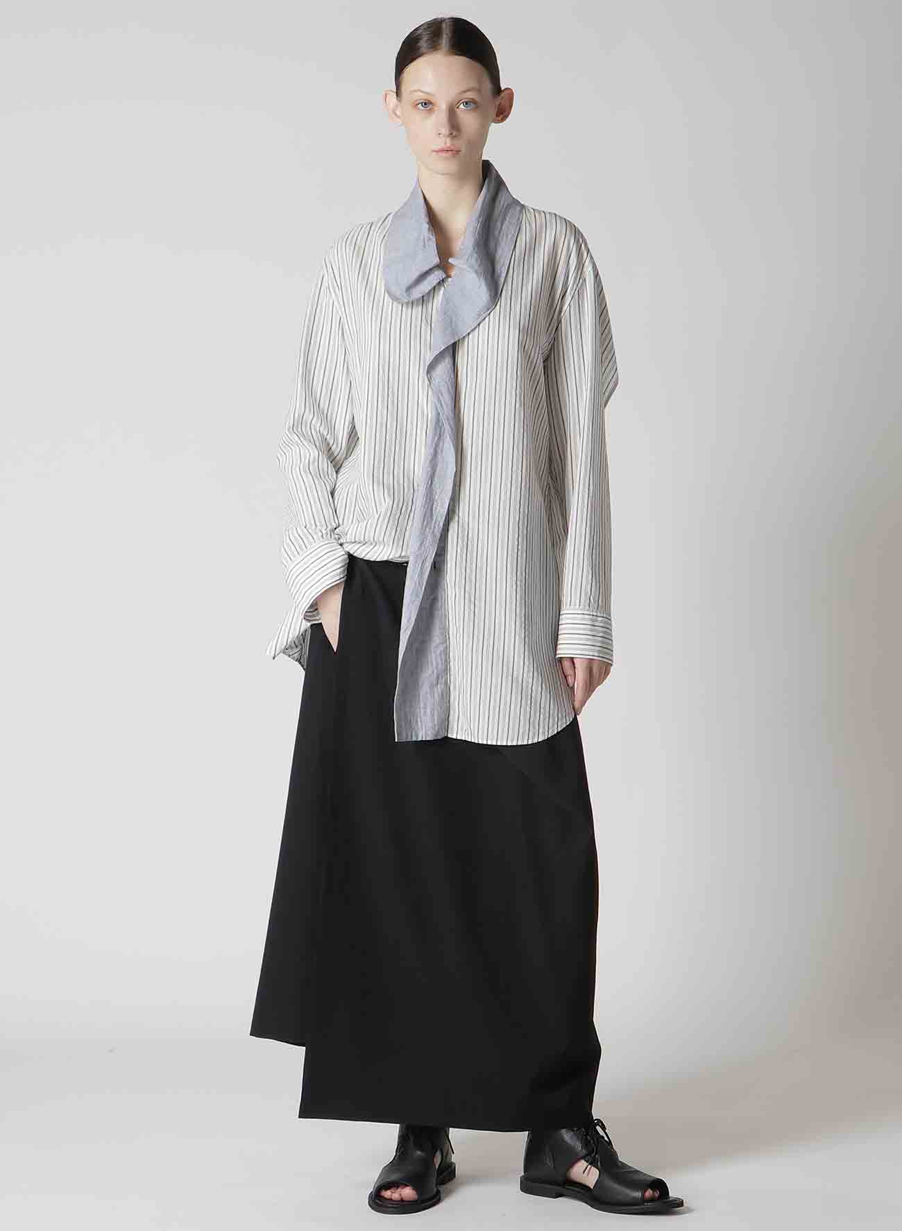 WOOL GABARDINE DRAPE WRAP SKIRT