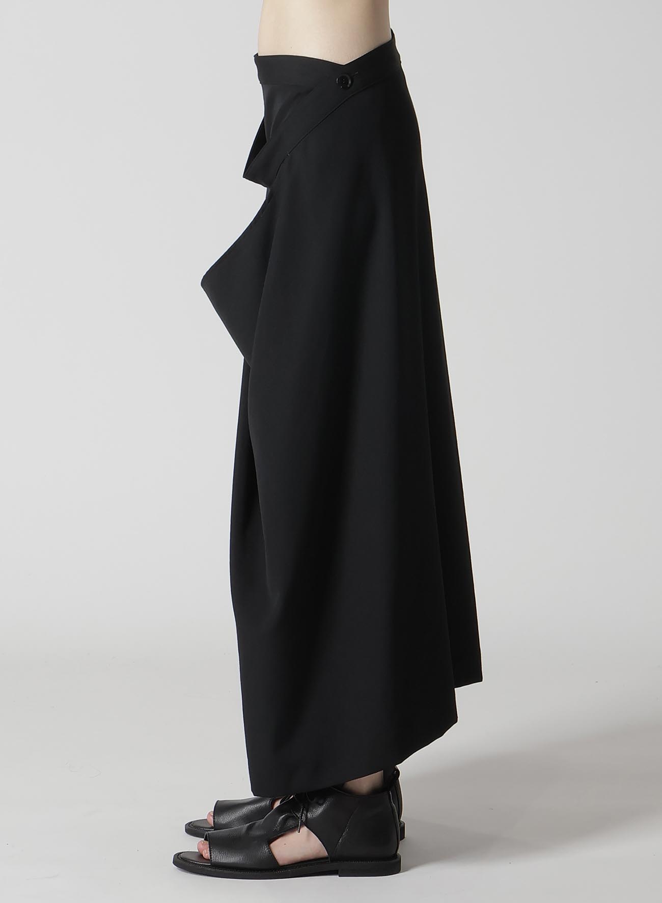 WOOL GABARDINE DRAPE WRAP SKIRT