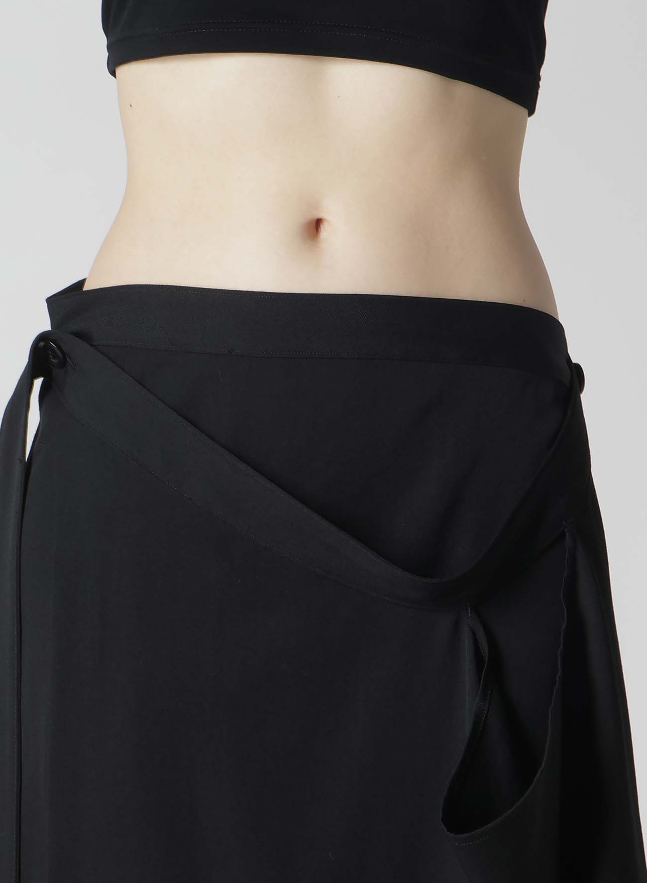 WOOL GABARDINE DRAPE WRAP SKIRT