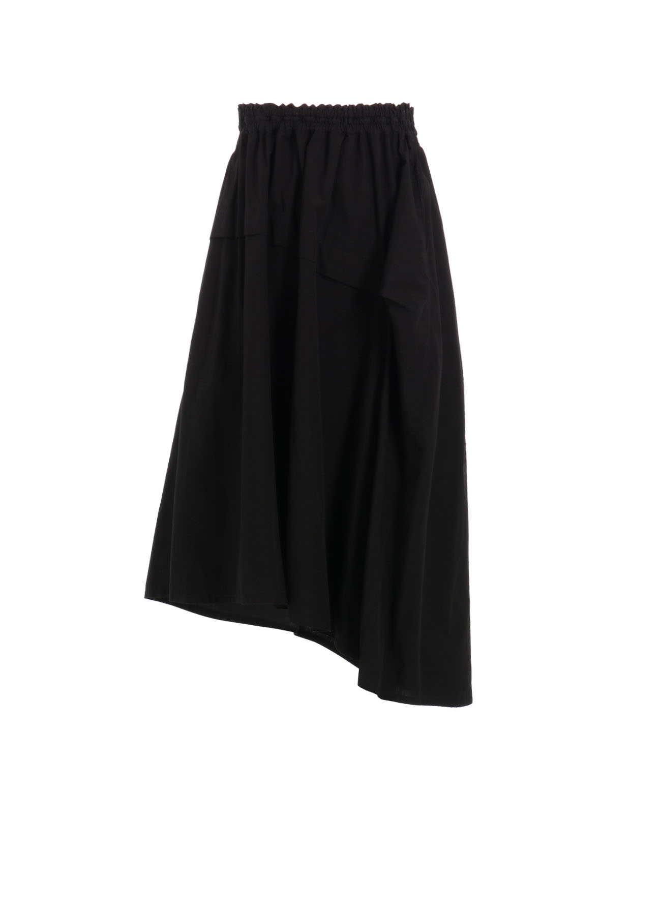 COTTON BROAD GARMENT DYEING RIGHT TUCKED ASYMMETRIC SKIRT