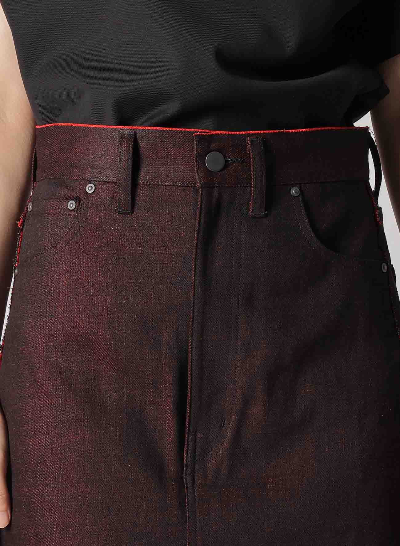 【2/5 12:00(JST) Release】BACK RED BLACK DENIM SKIRT