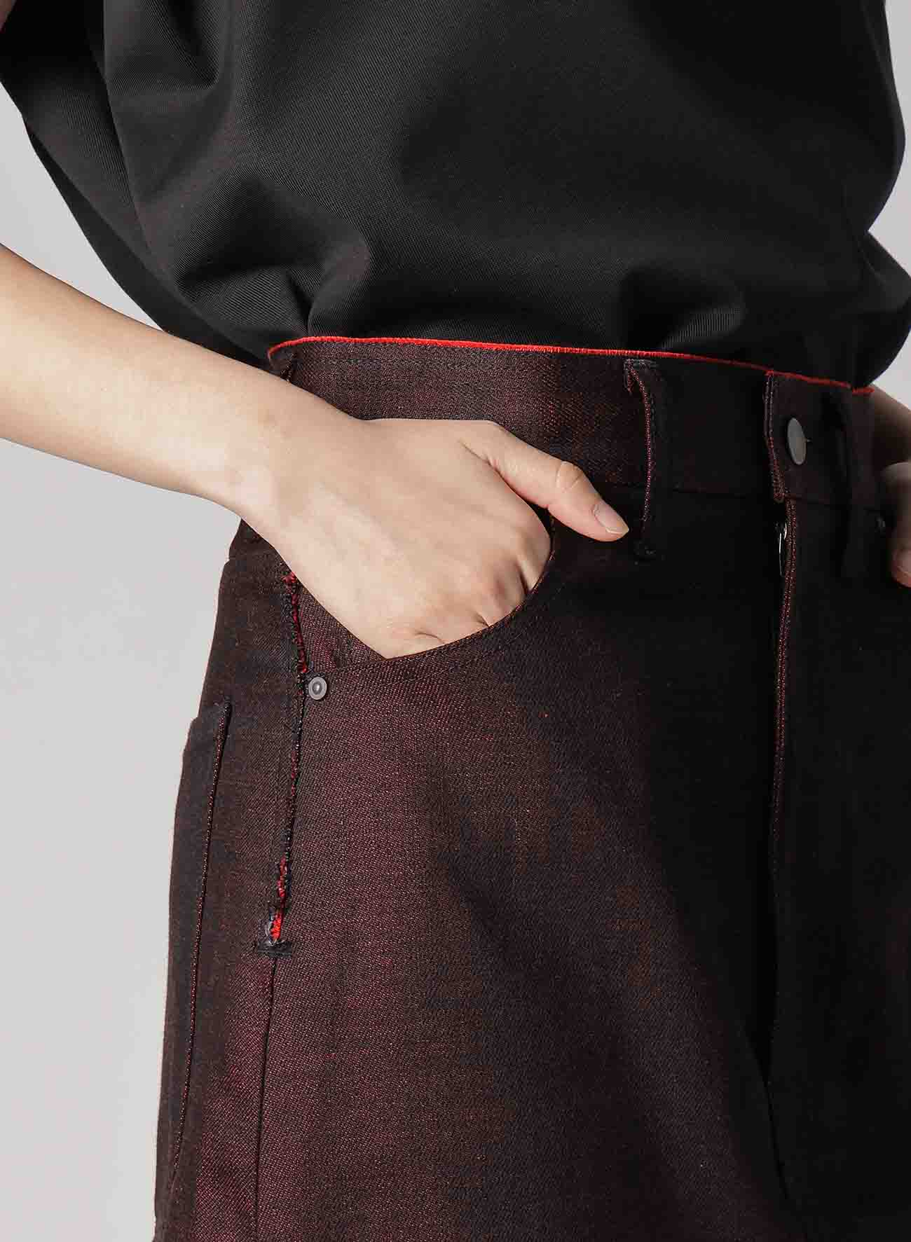 【2/5 12:00(JST) Release】BACK RED BLACK DENIM SKIRT