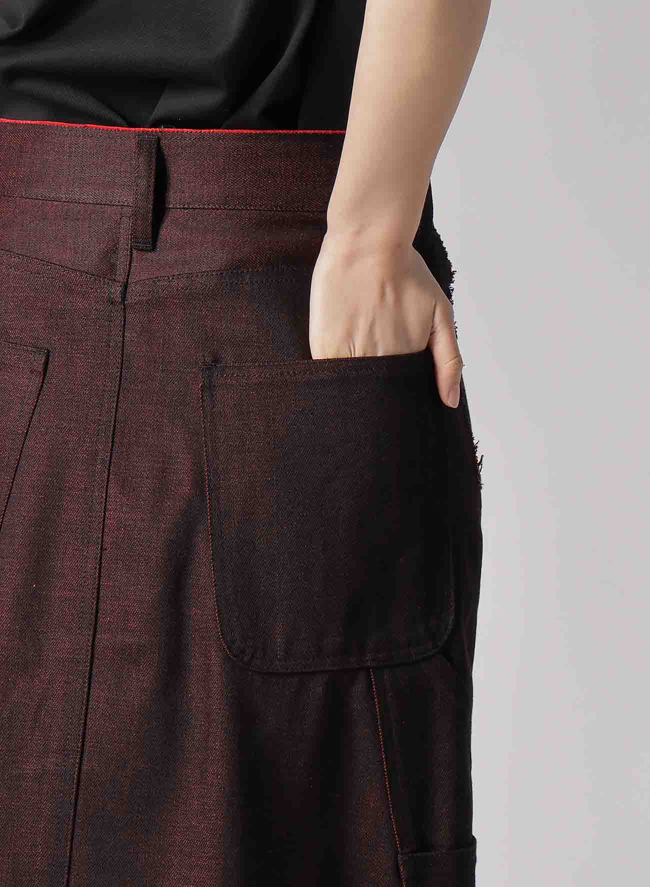 【2/5 12:00(JST) Release】BACK RED BLACK DENIM SKIRT