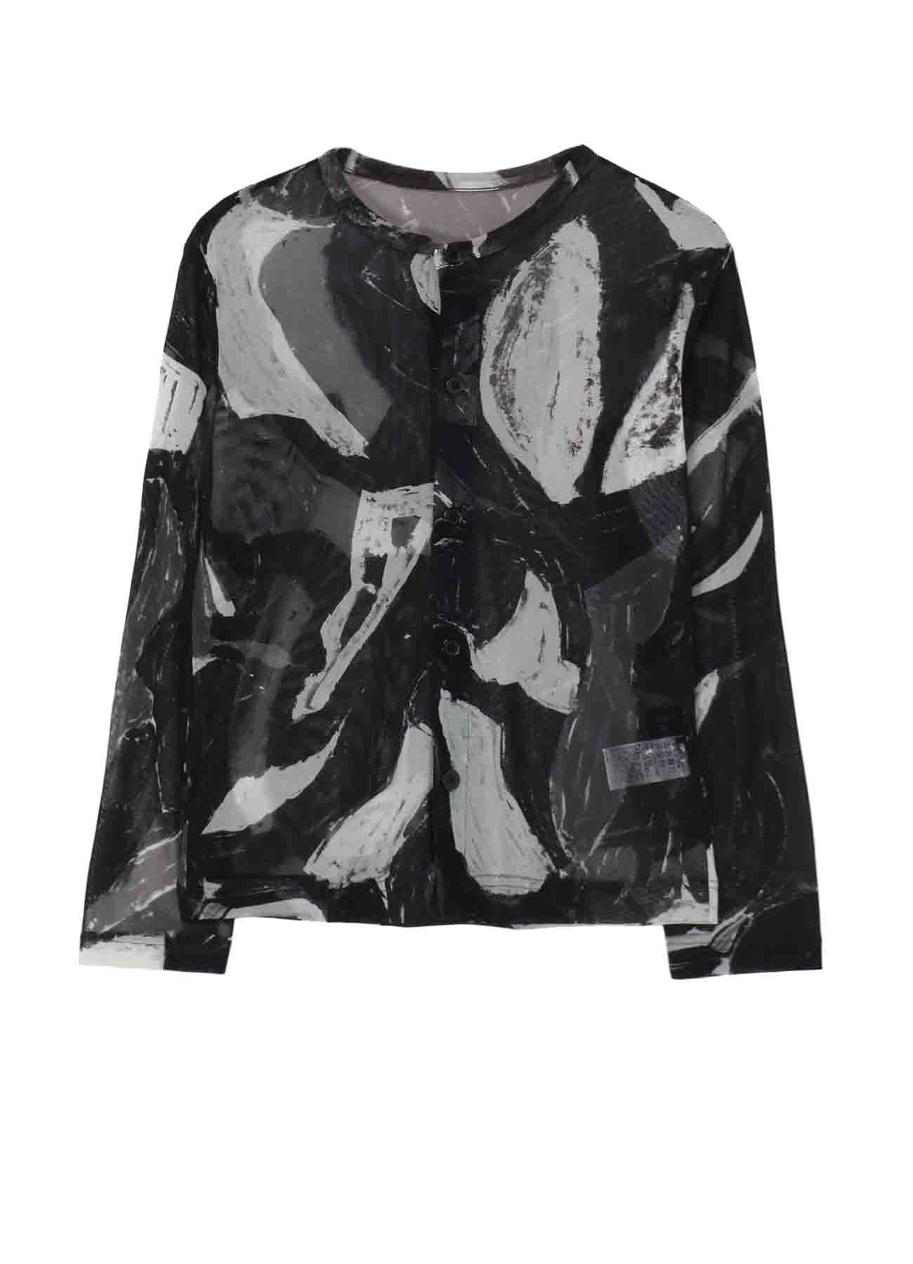 TULLE ABSTRACT PAINTING PATTERN LONG SLEEVE CARDIGAN