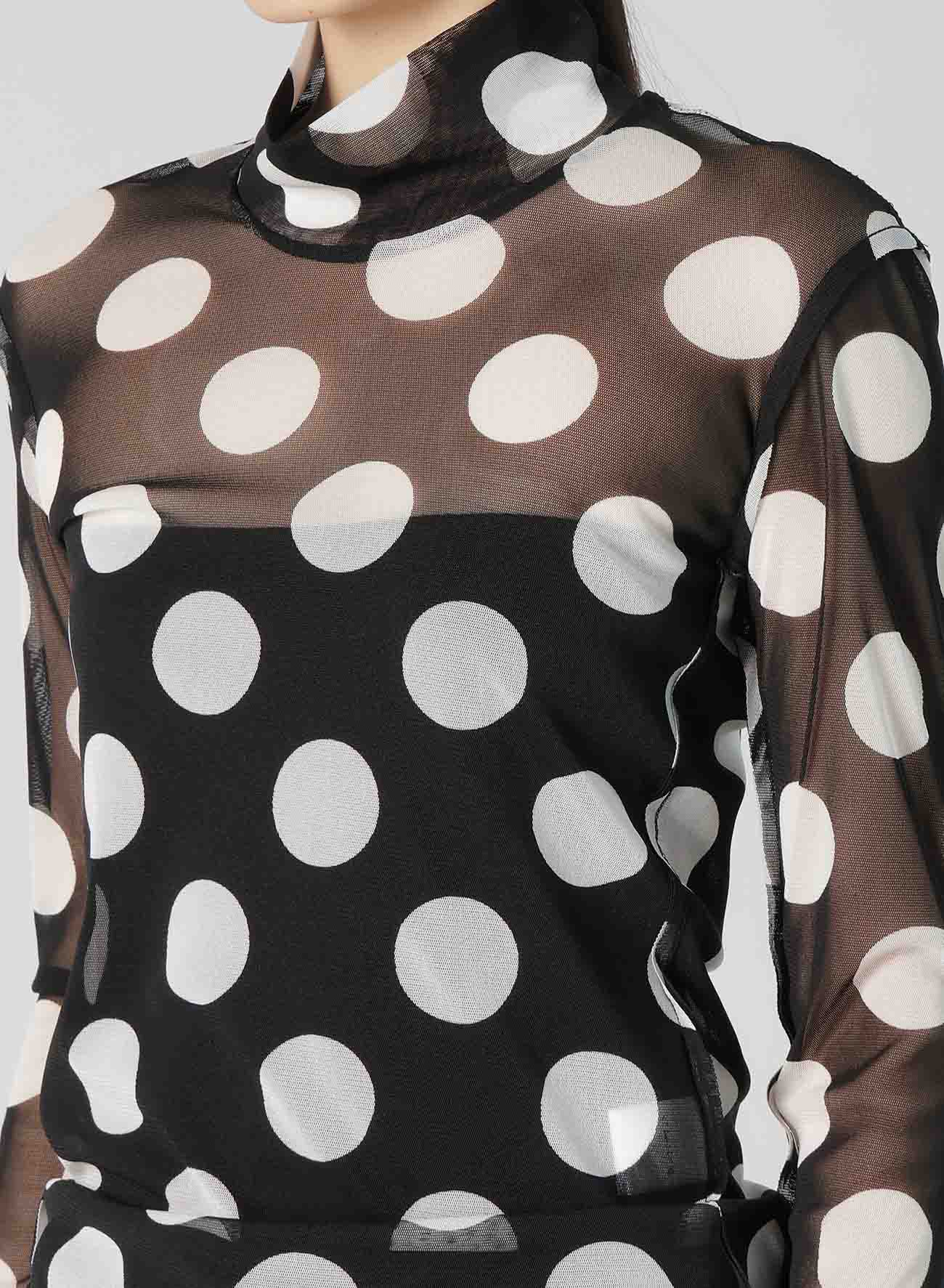 POLKA DOTS TULLE HIGH NECK T