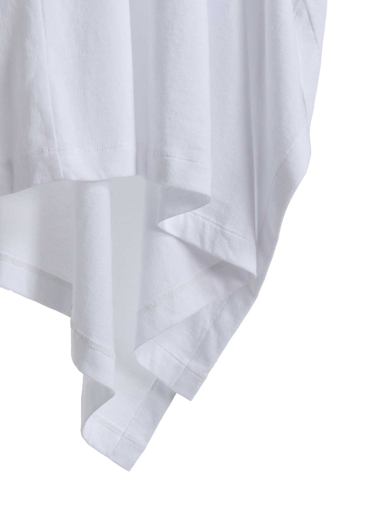 COTTON JERSEY/LACE LEFT SHOULDER DRAPE T
