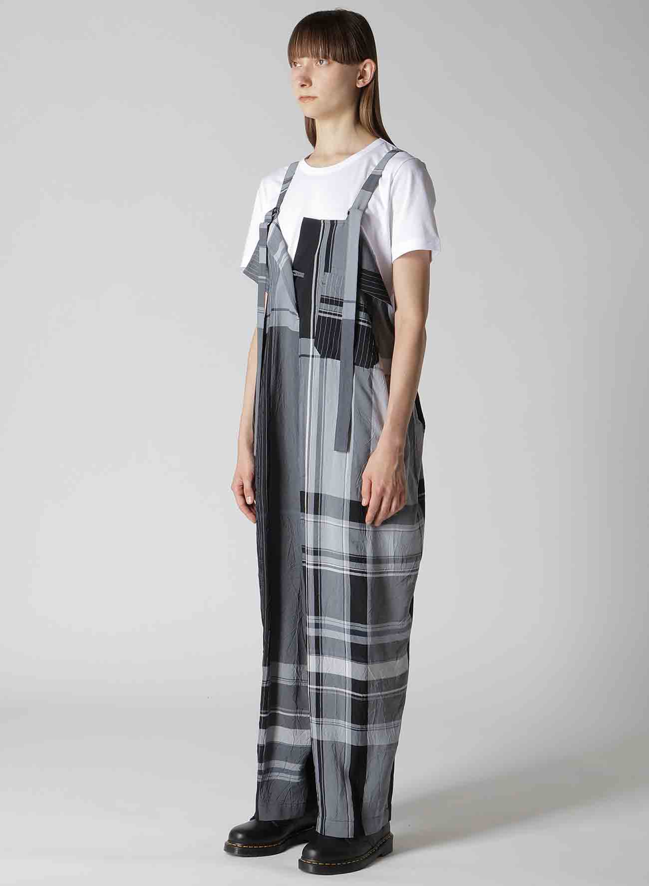 RAYON WRINKLED PLAID SALOPETTE