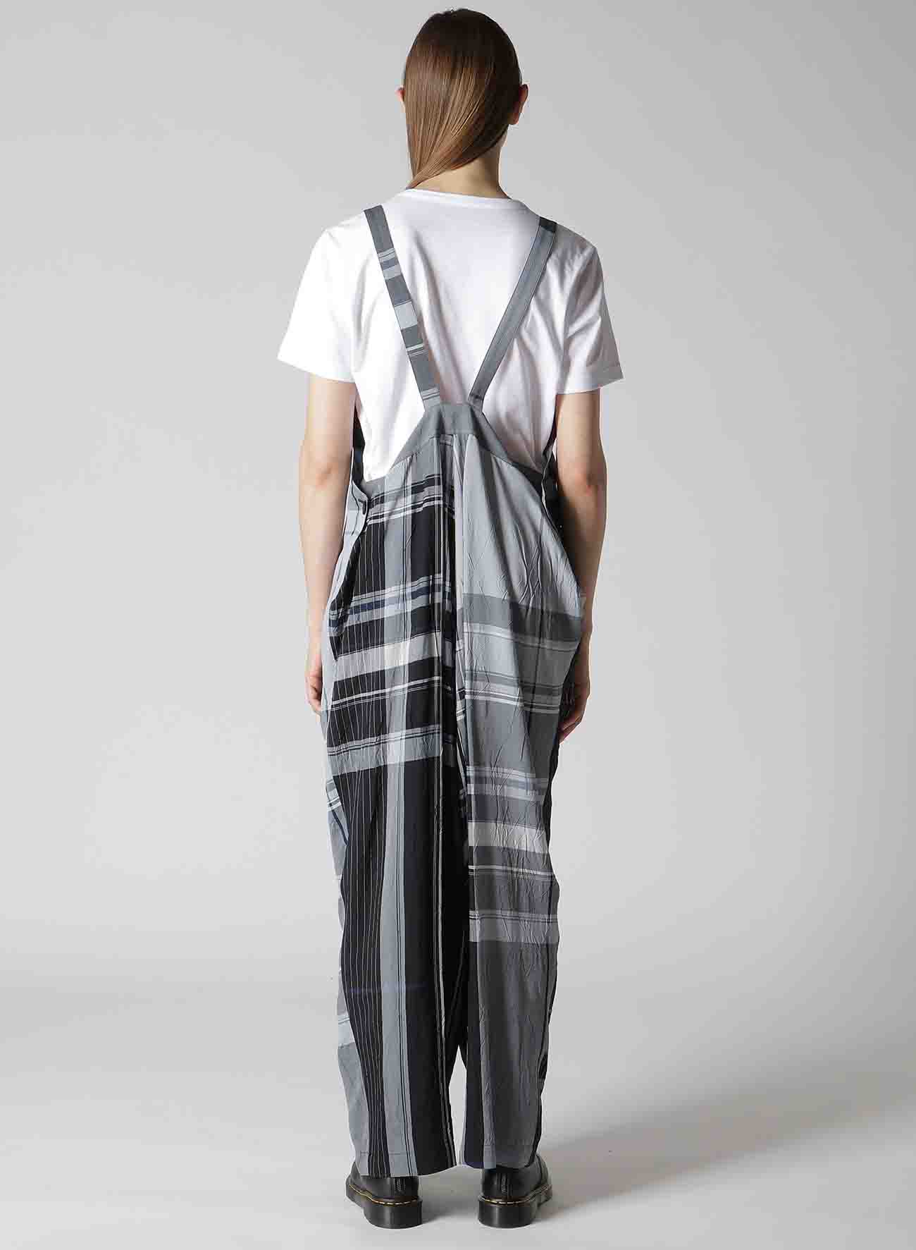 RAYON WRINKLED PLAID SALOPETTE