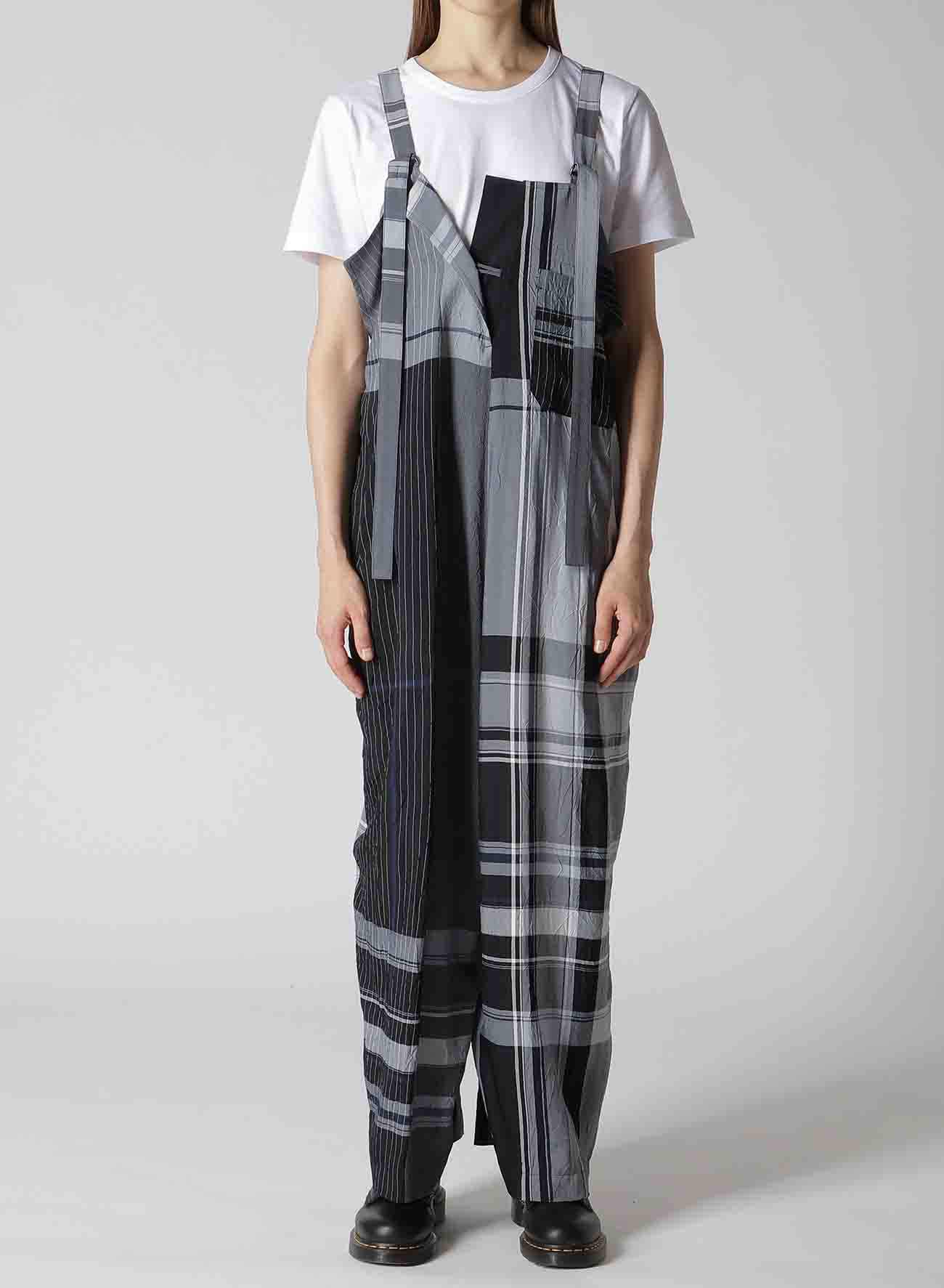 RAYON WRINKLED PLAID SALOPETTE