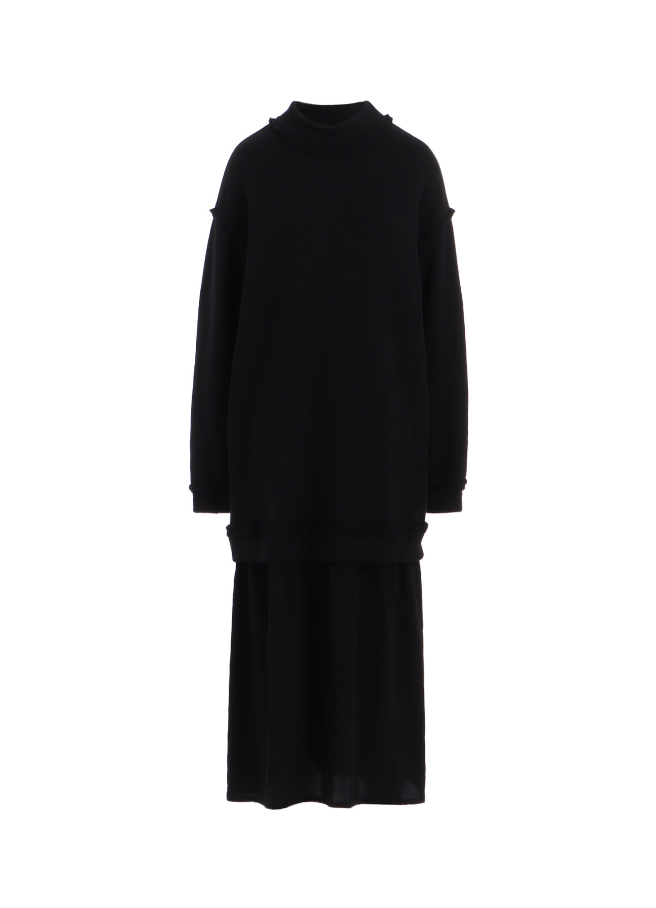 COTTON/CELLULOSE FLEECE HIGH NECK DRESS