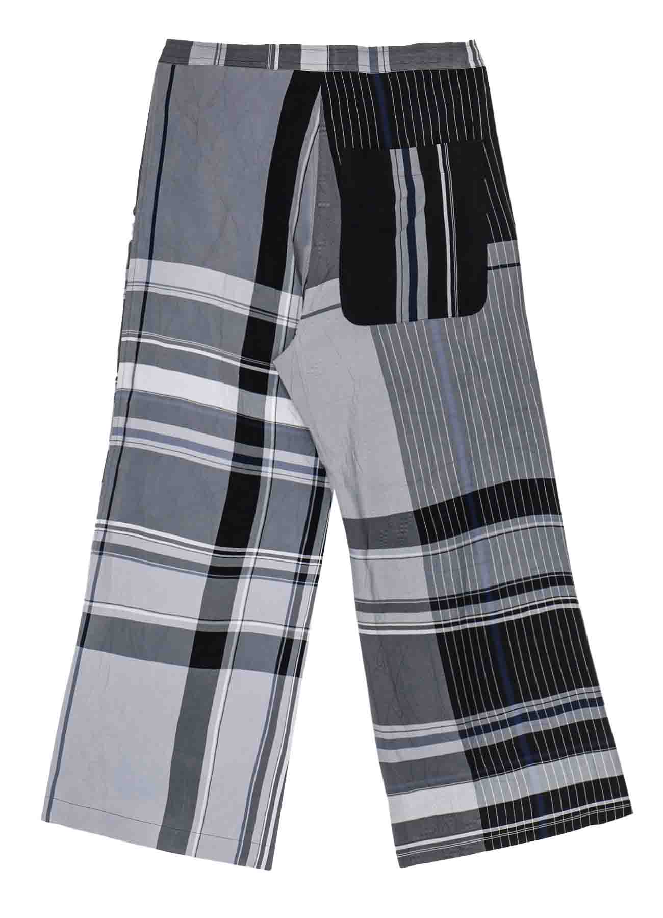 RAYON WRINKLED PLAID PANTS