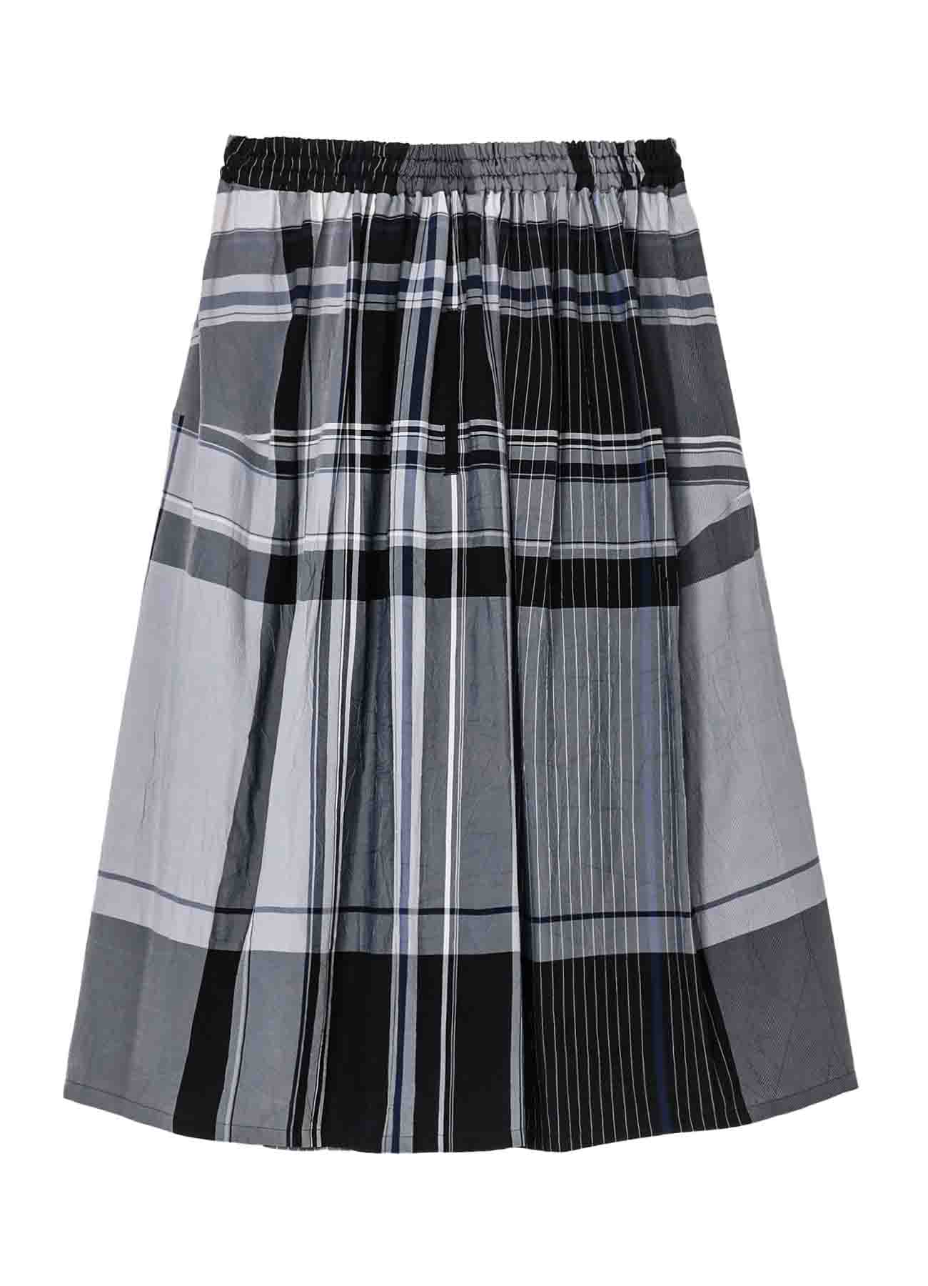 RAYON WRINKLED PLAID SKIRT