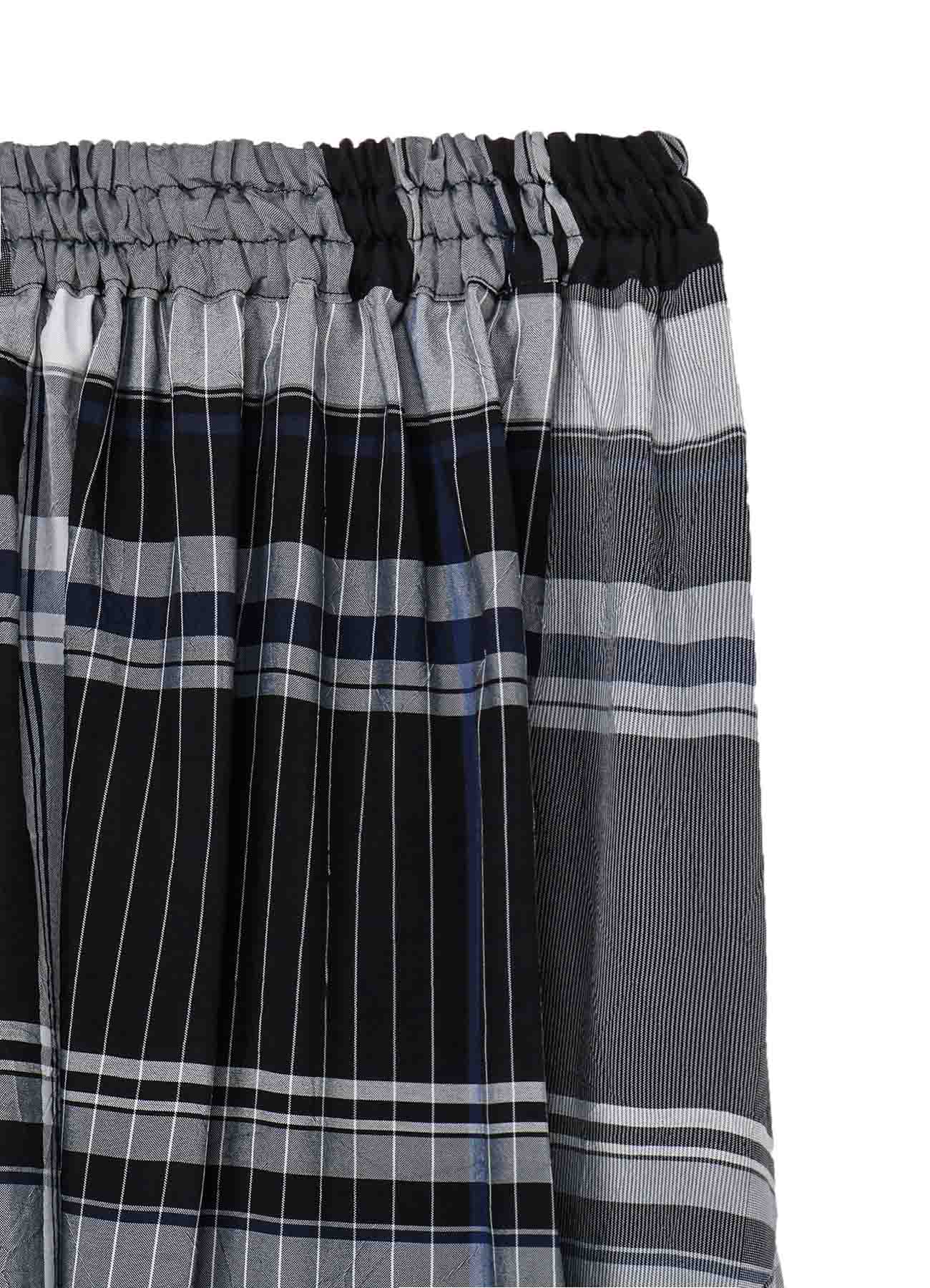 RAYON WRINKLED PLAID SKIRT