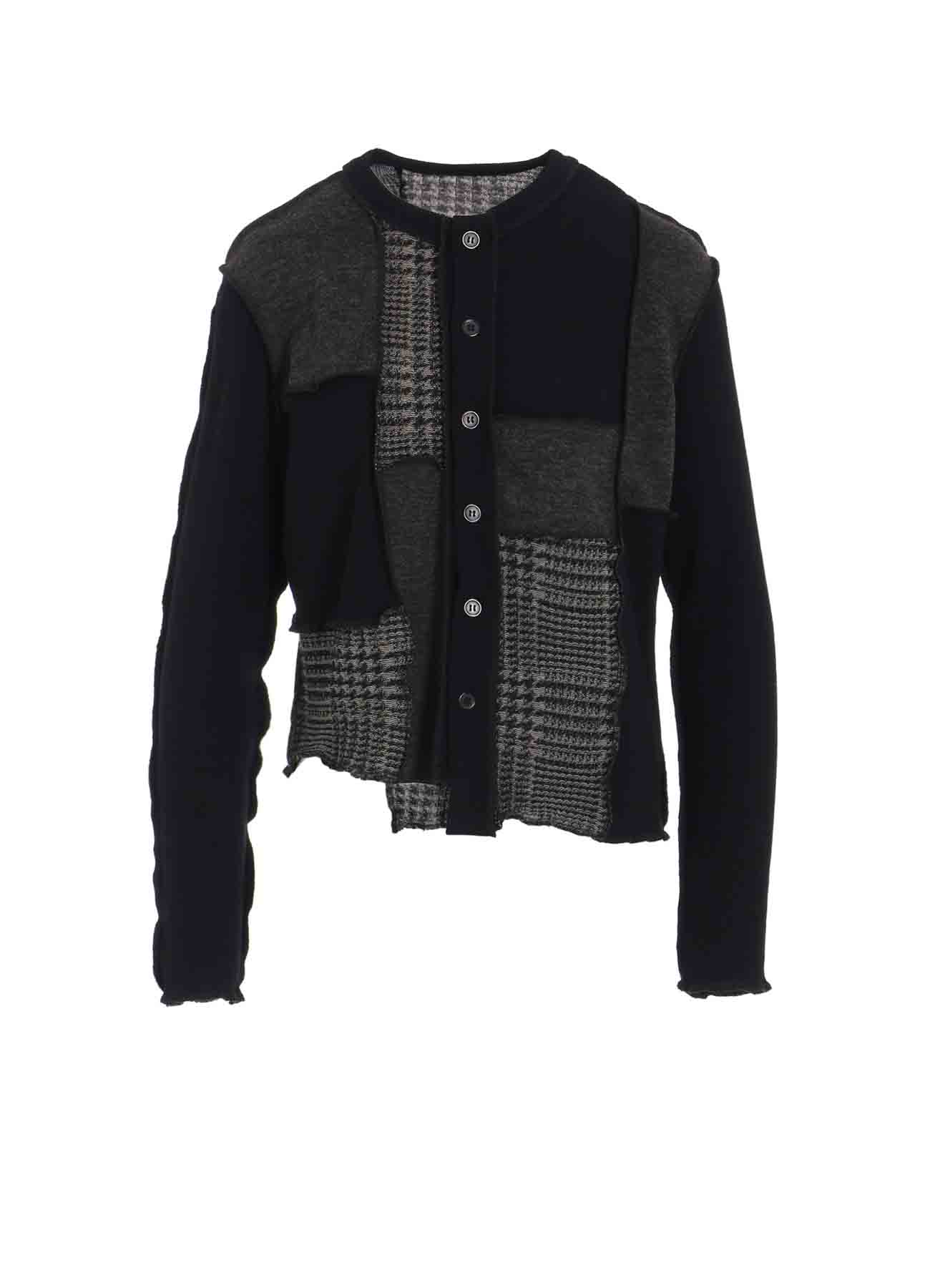 【11/8 12:00(JST) Release】HOUNDSTOOTH/PLAID PATCHWORK LONG SLEEVE CARDIGAN