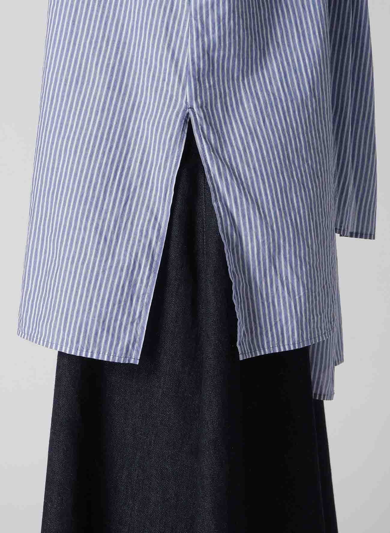 COTTON STRIPE BACK TIE BLOUSE