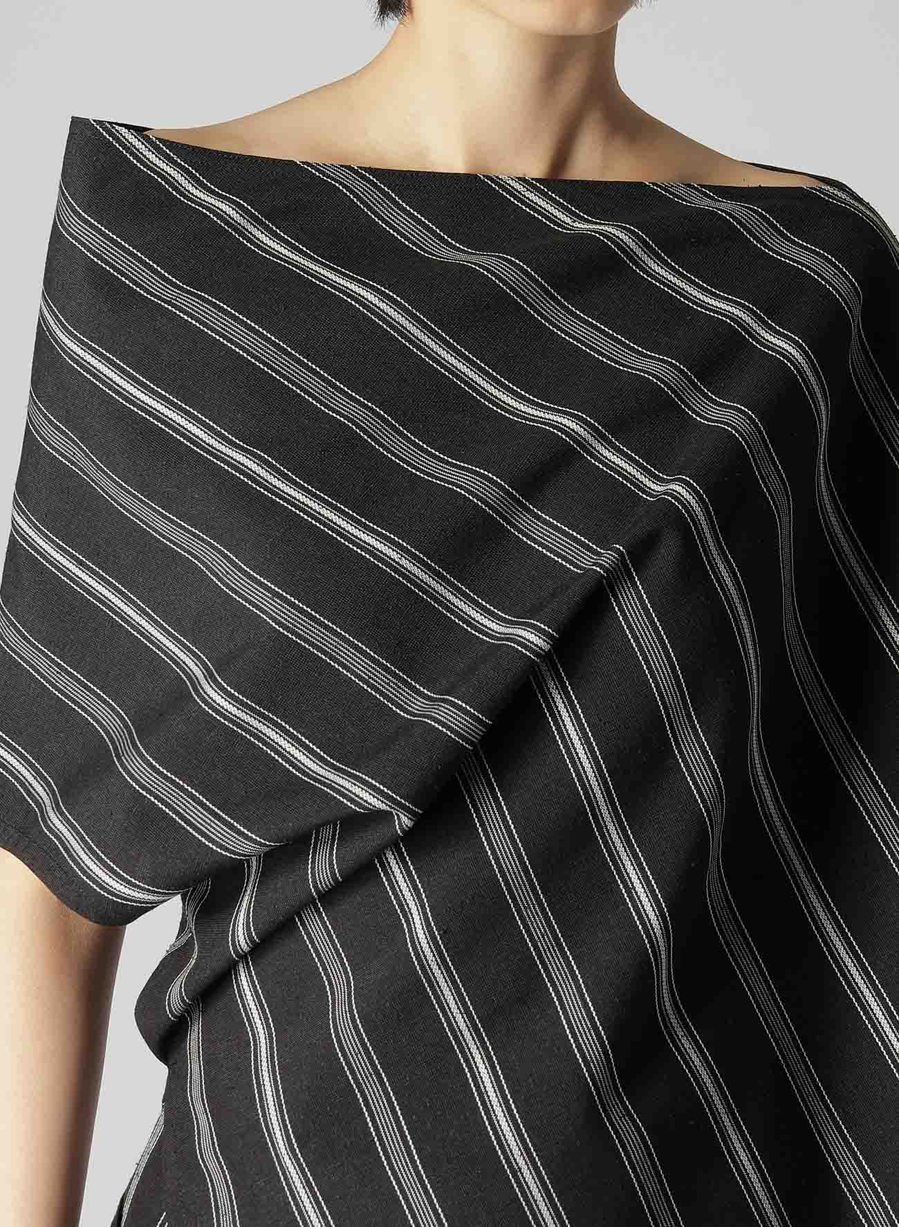 HARD TWISTED STRIPE CONVERTIBLE BLOUSE