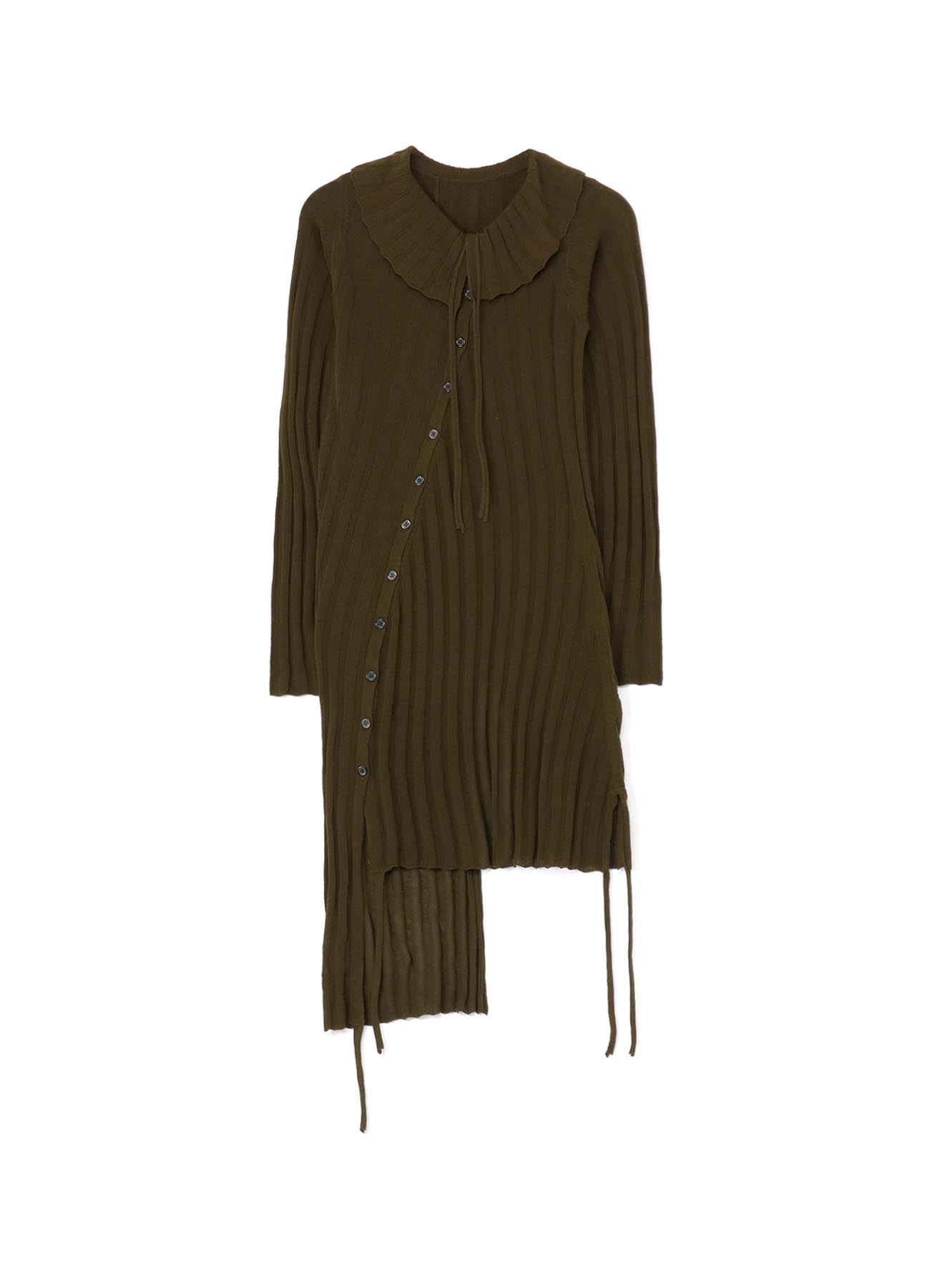 WIDE RIB DIAGNAL PANEL BUTTON LONG SLEEVE CARDIGAN