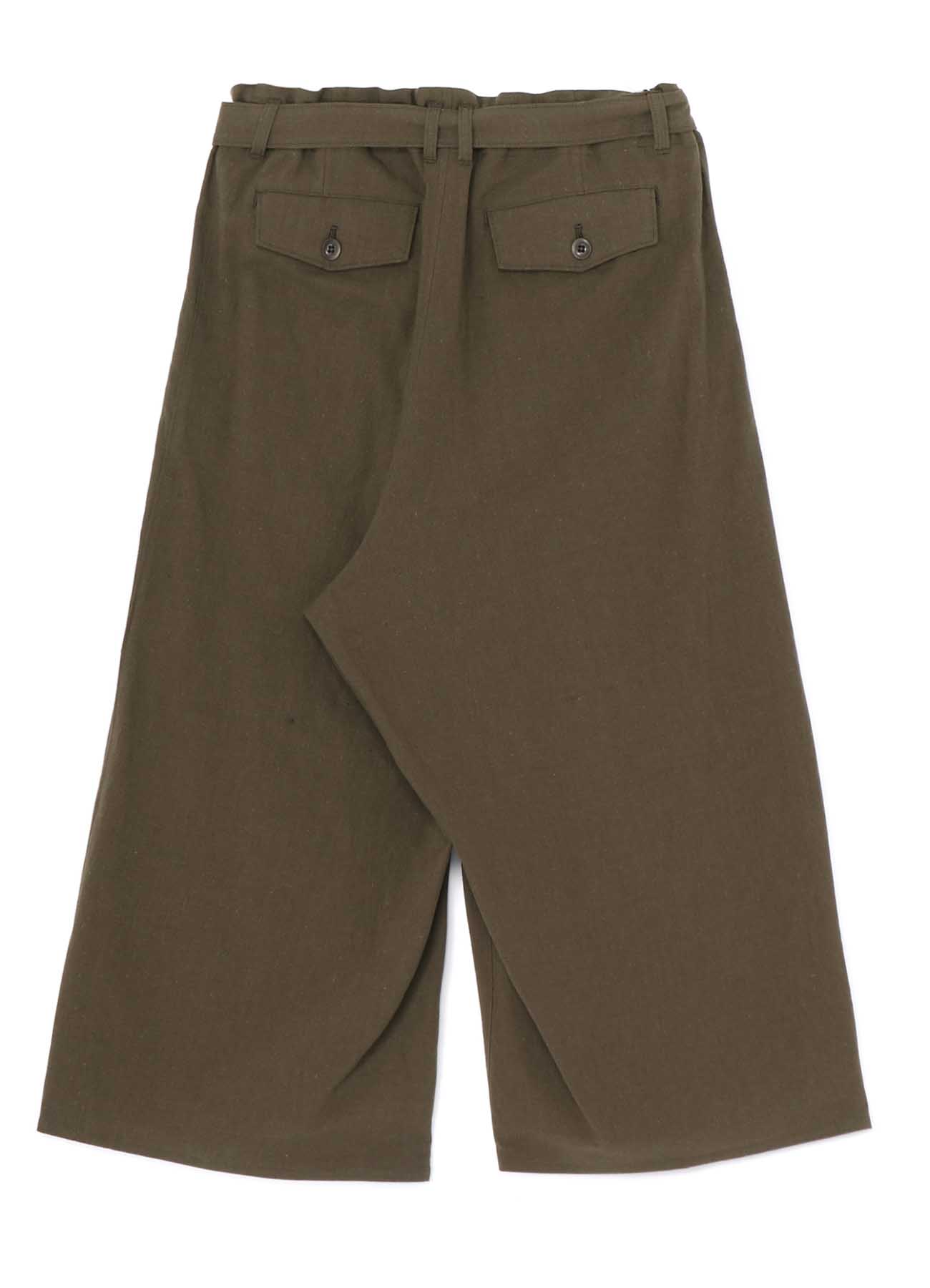 COTTON FLAX POPLIN BELTED PANTS