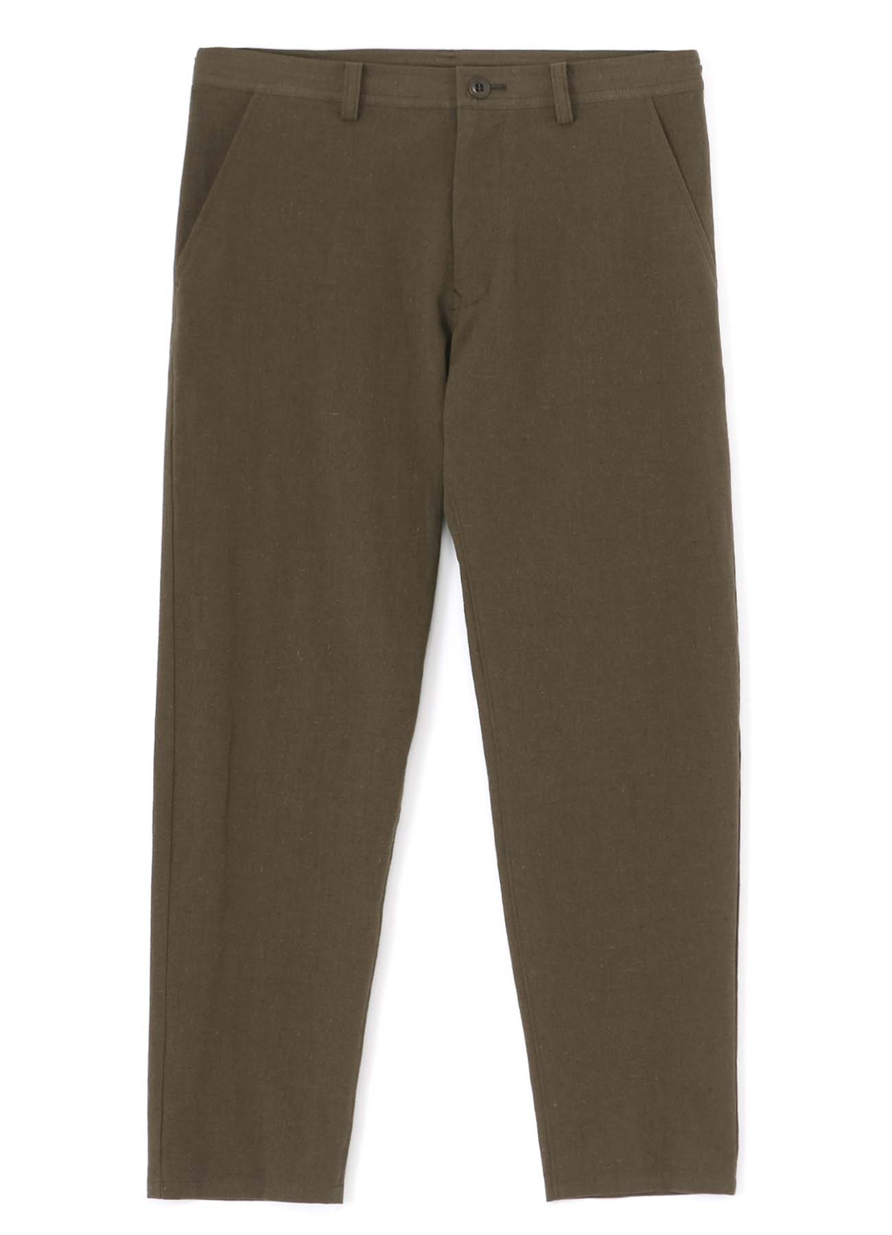 COTTON FLAX POPLIN SLIM PANTS