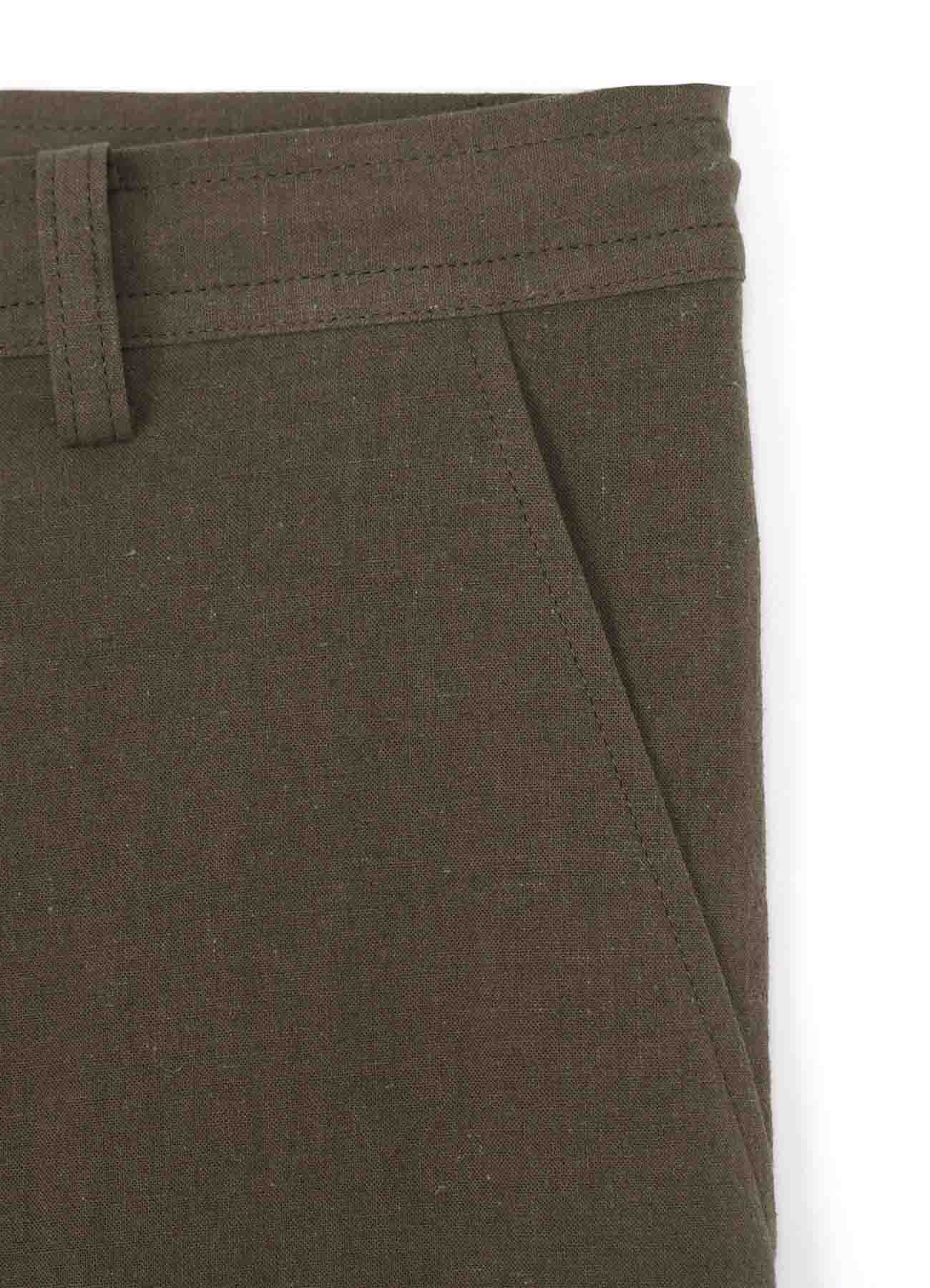 COTTON FLAX POPLIN SLIM PANTS