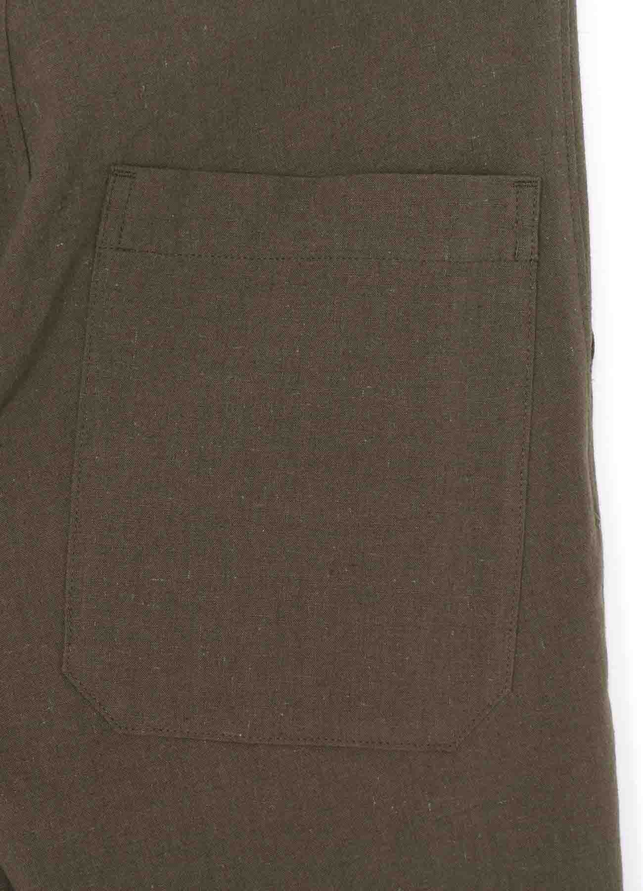 COTTON FLAX POPLIN SLIM PANTS