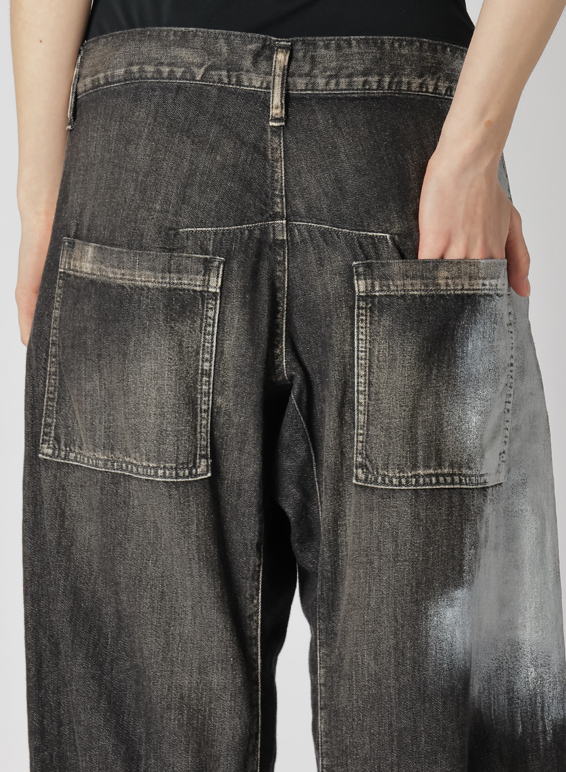 WIDE LEG GUSSETED DENIM PANTS