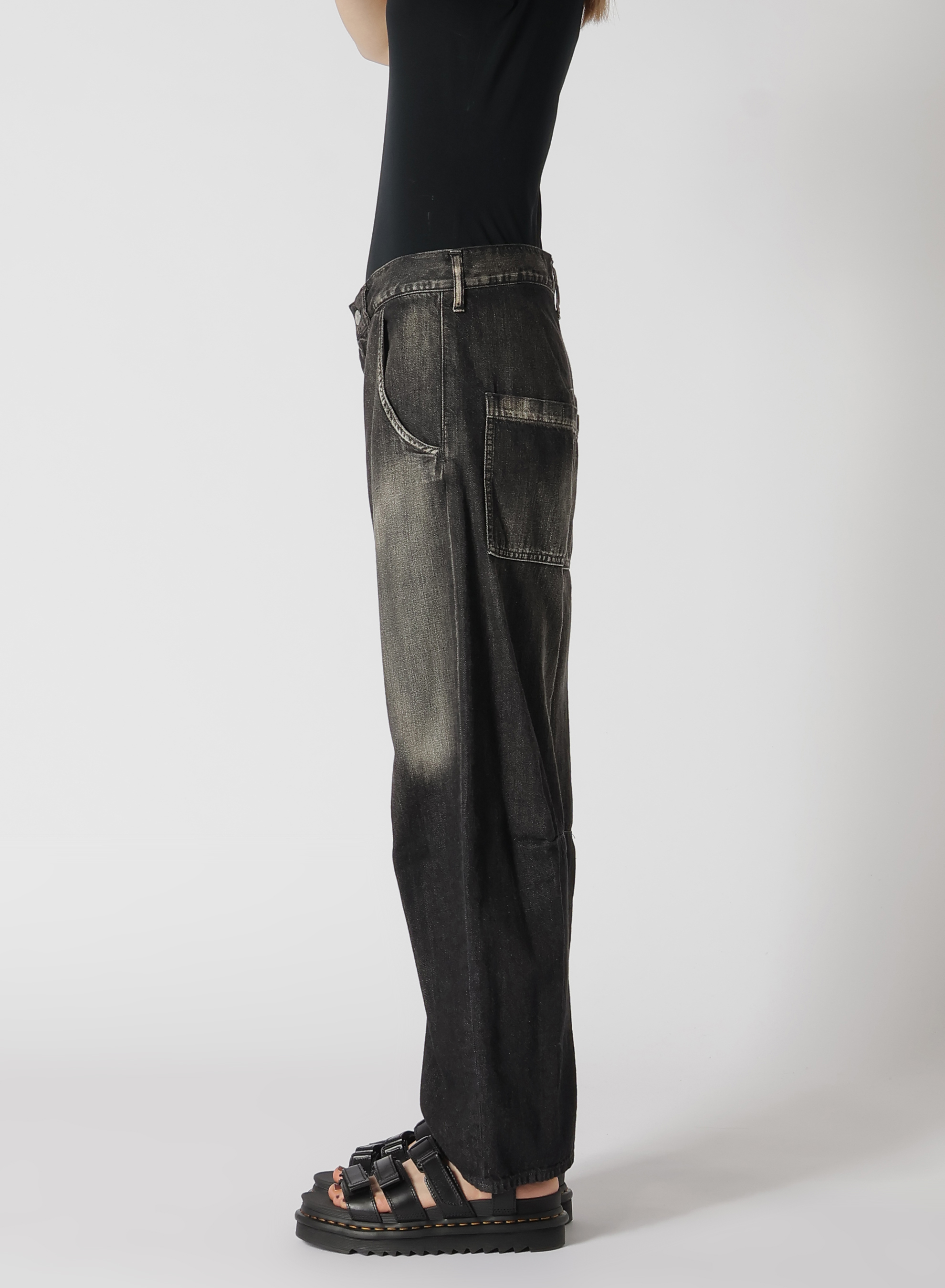 WIDE LEG GUSSETED DENIM PANTS