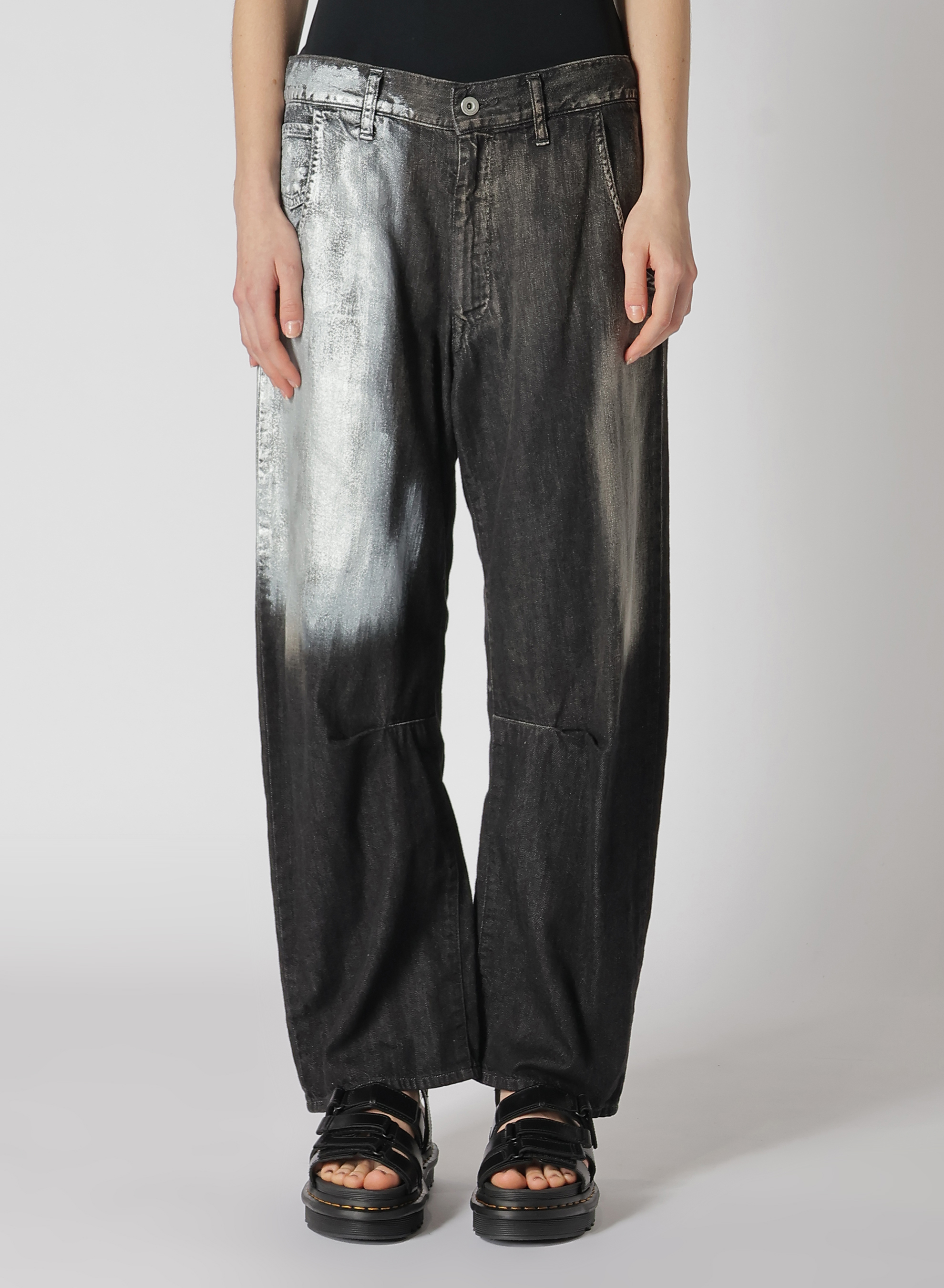 WIDE LEG GUSSETED DENIM PANTS