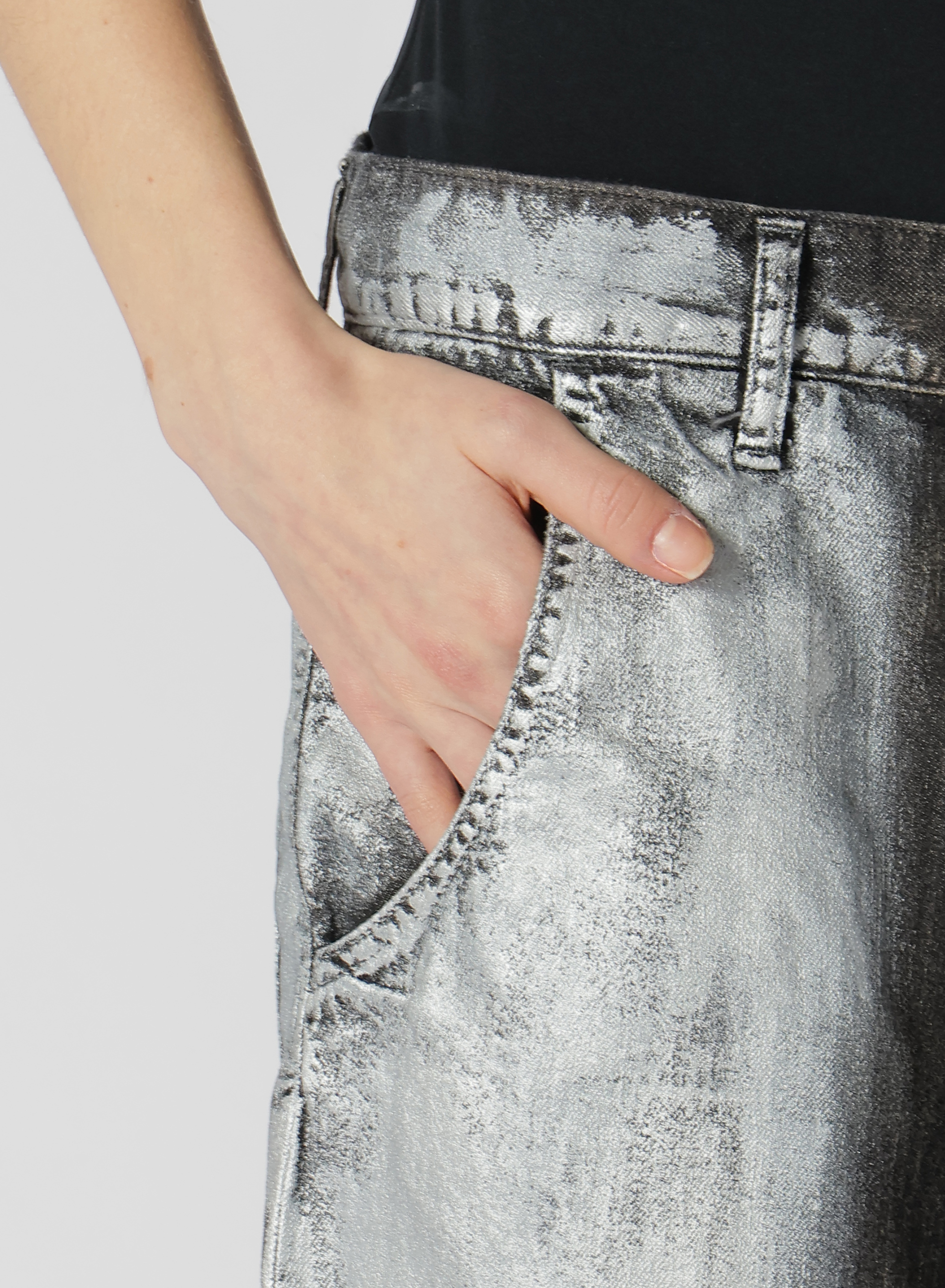 WIDE LEG GUSSETED DENIM PANTS