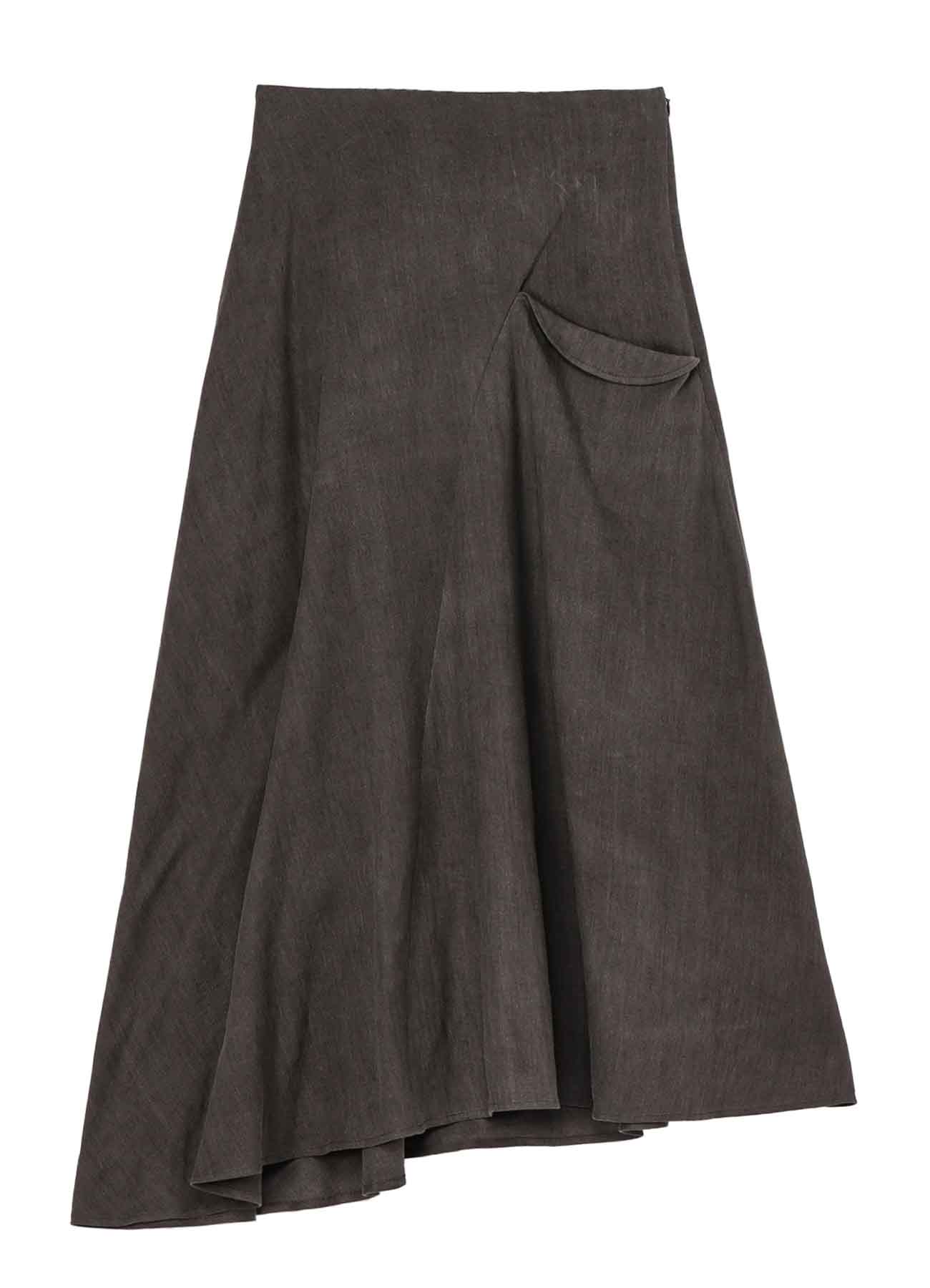 L/C INK DYED LIGHT DENIM LONG RIGHT SKIRT