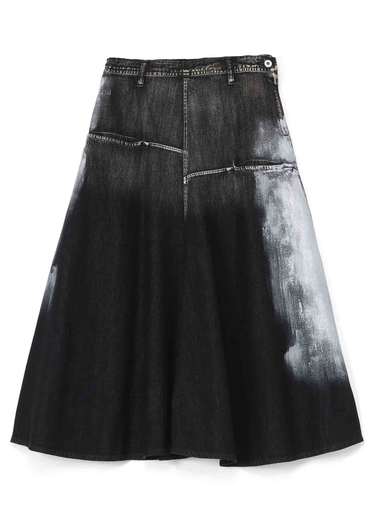 GUSSET FLARE DENIM SKIRT