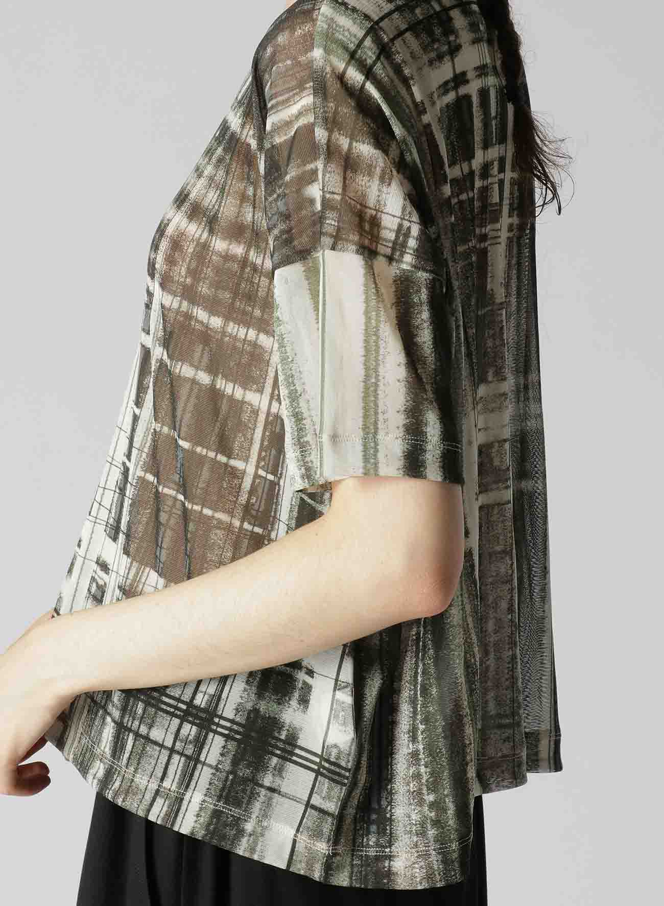 HAND PAINTED PLAID PRINT OVERSIZED T