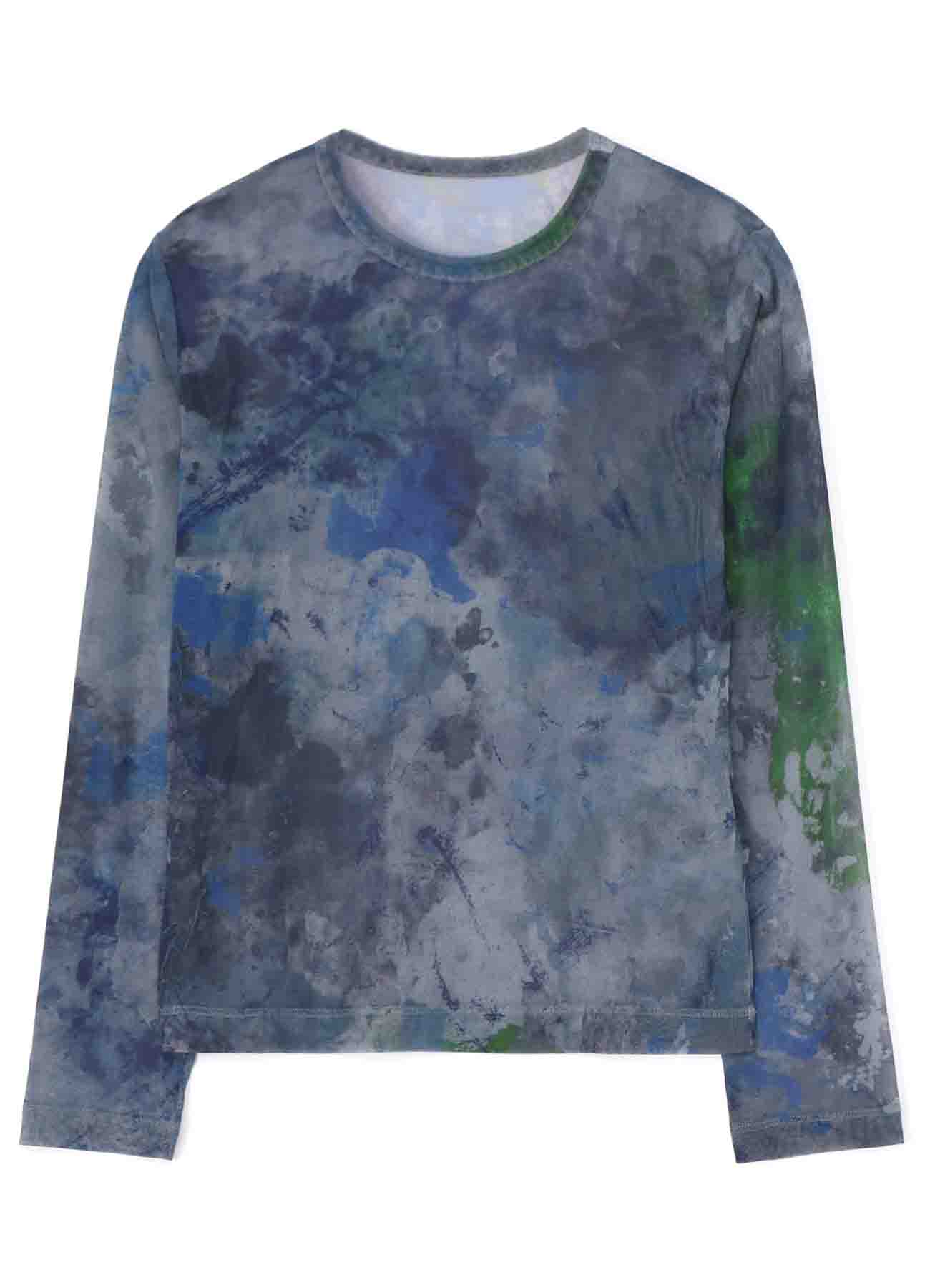 PE TULLE PAINT DESIGN ROUND NECK LONG SLEEVE T