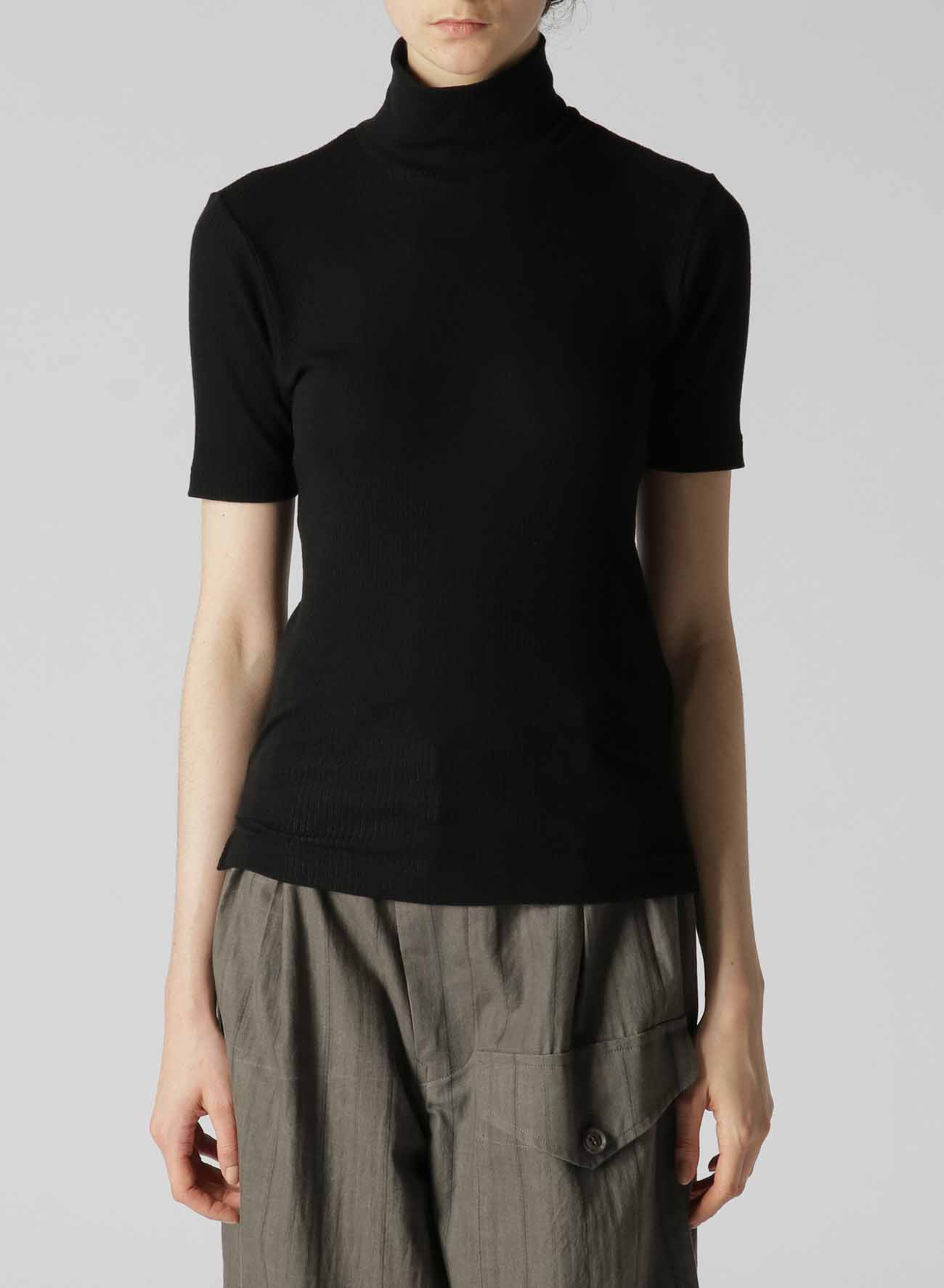 HIGH NECK HALF SLEEVE RIB T-SHIRT