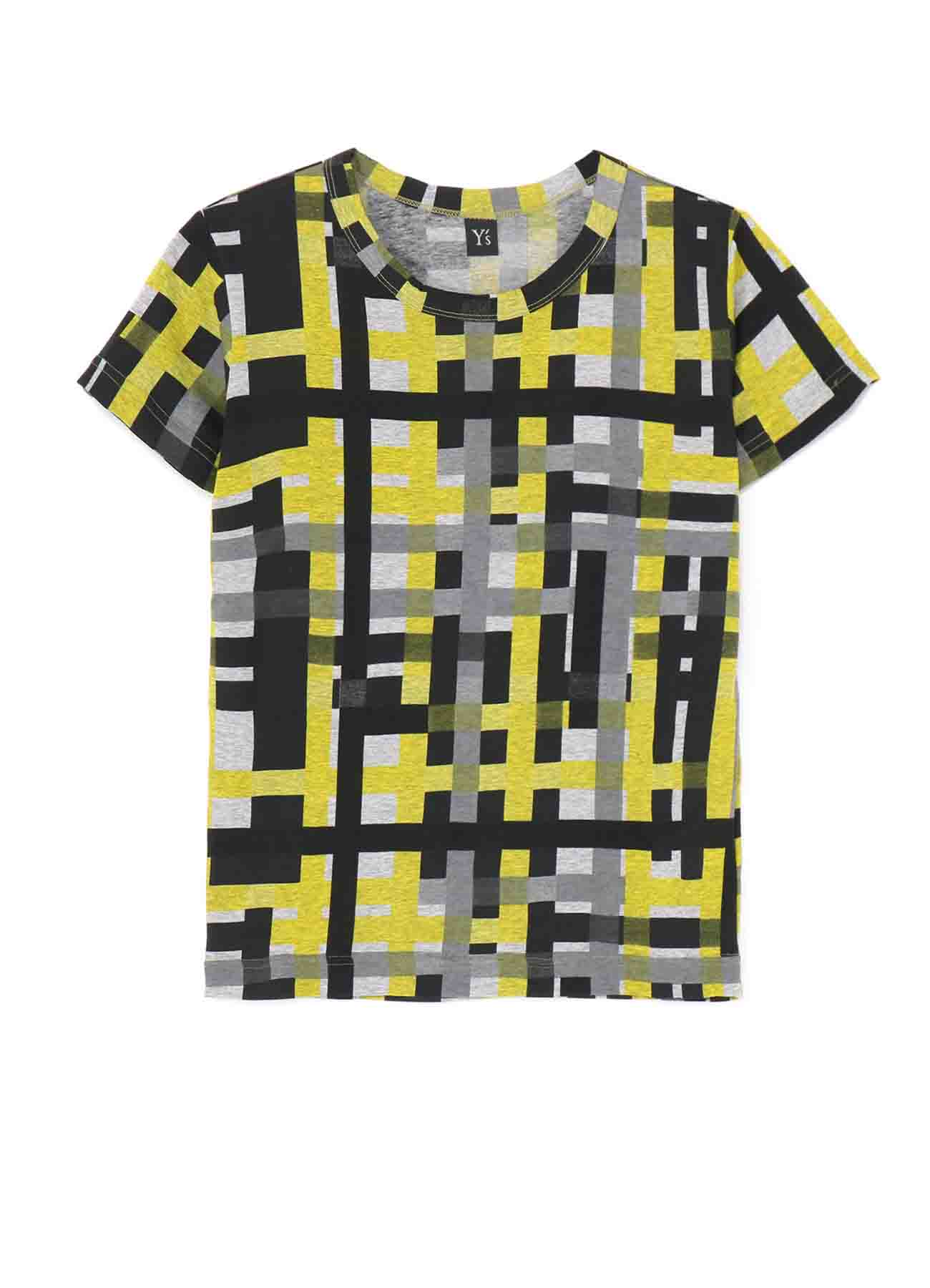 JERSEY PIGMENT CHECK PRINT HALF SLEEVE T