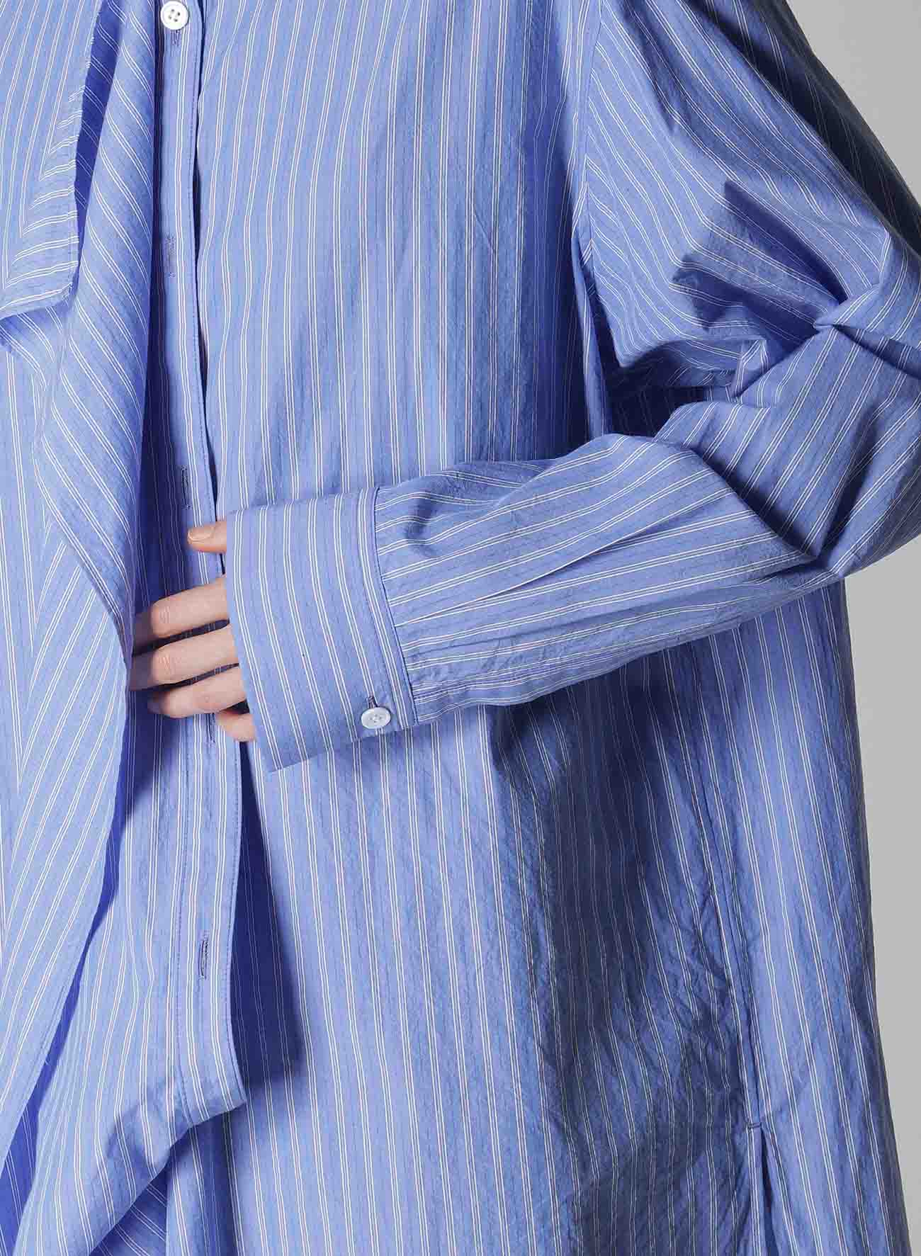 STRIPE COTTON CLOTH PLACKET BLOUSE