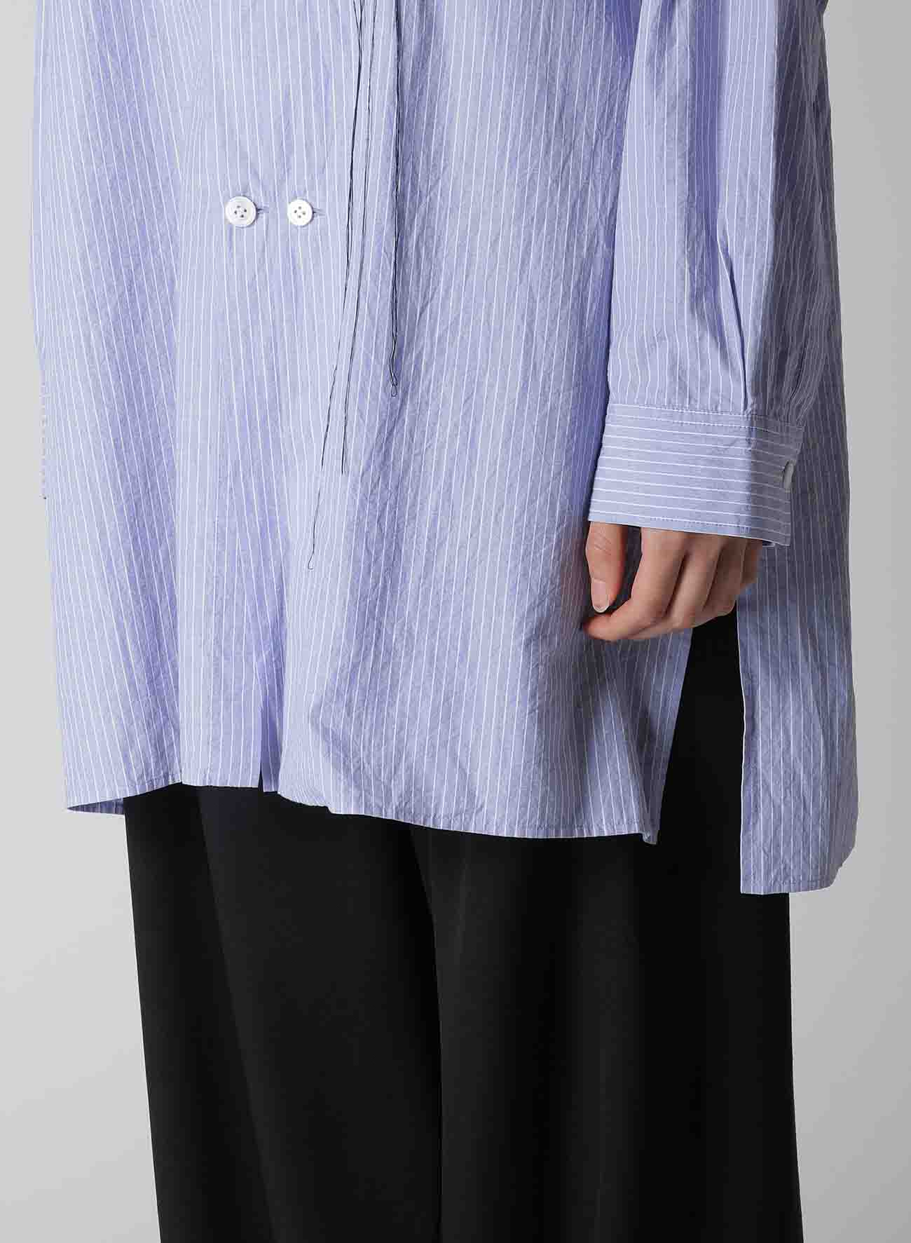 STRIPE COTTON DOUBLED LEFT FRONT BLOUSE