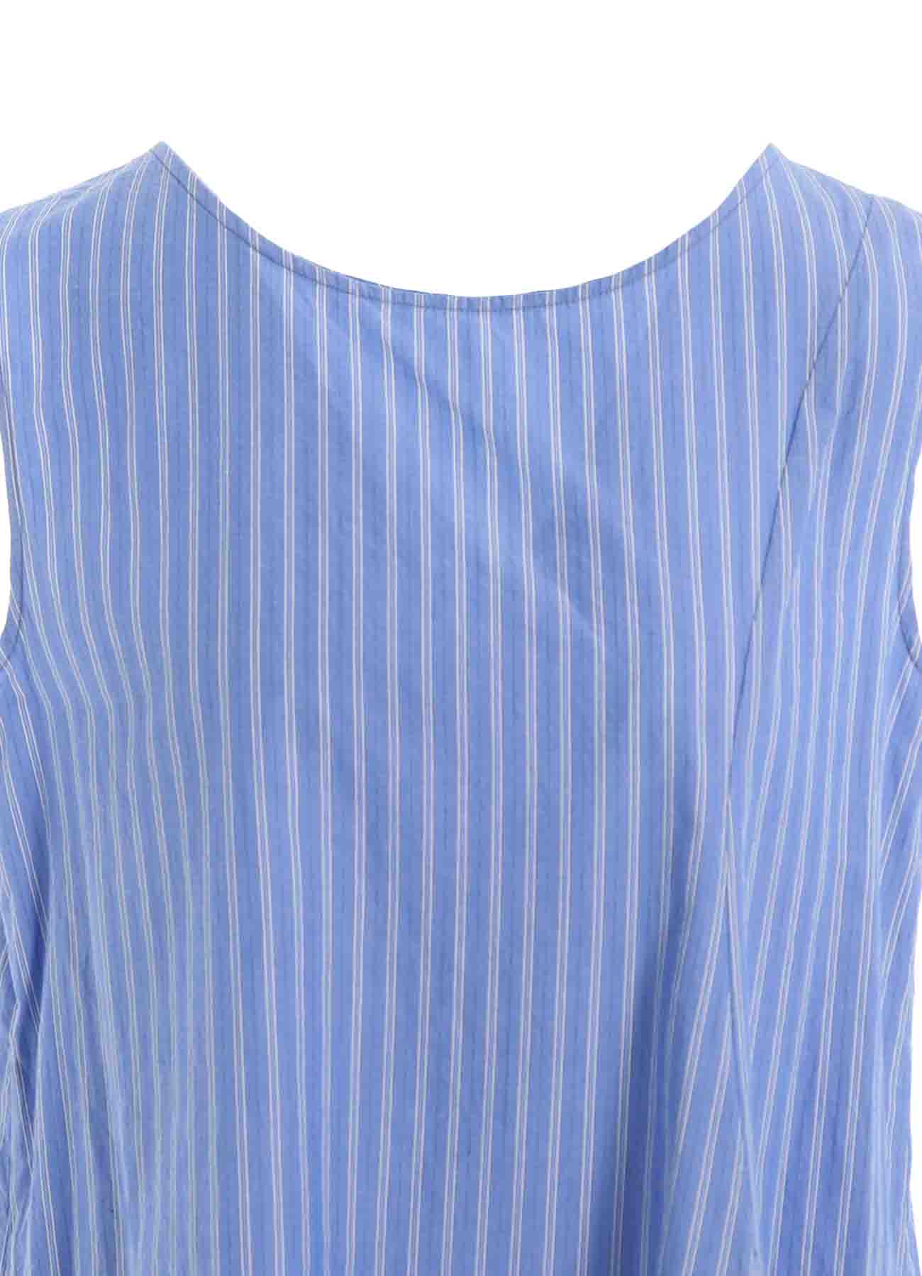 STRIPE COTTON LEFT FRONT SLIT BLOUSE